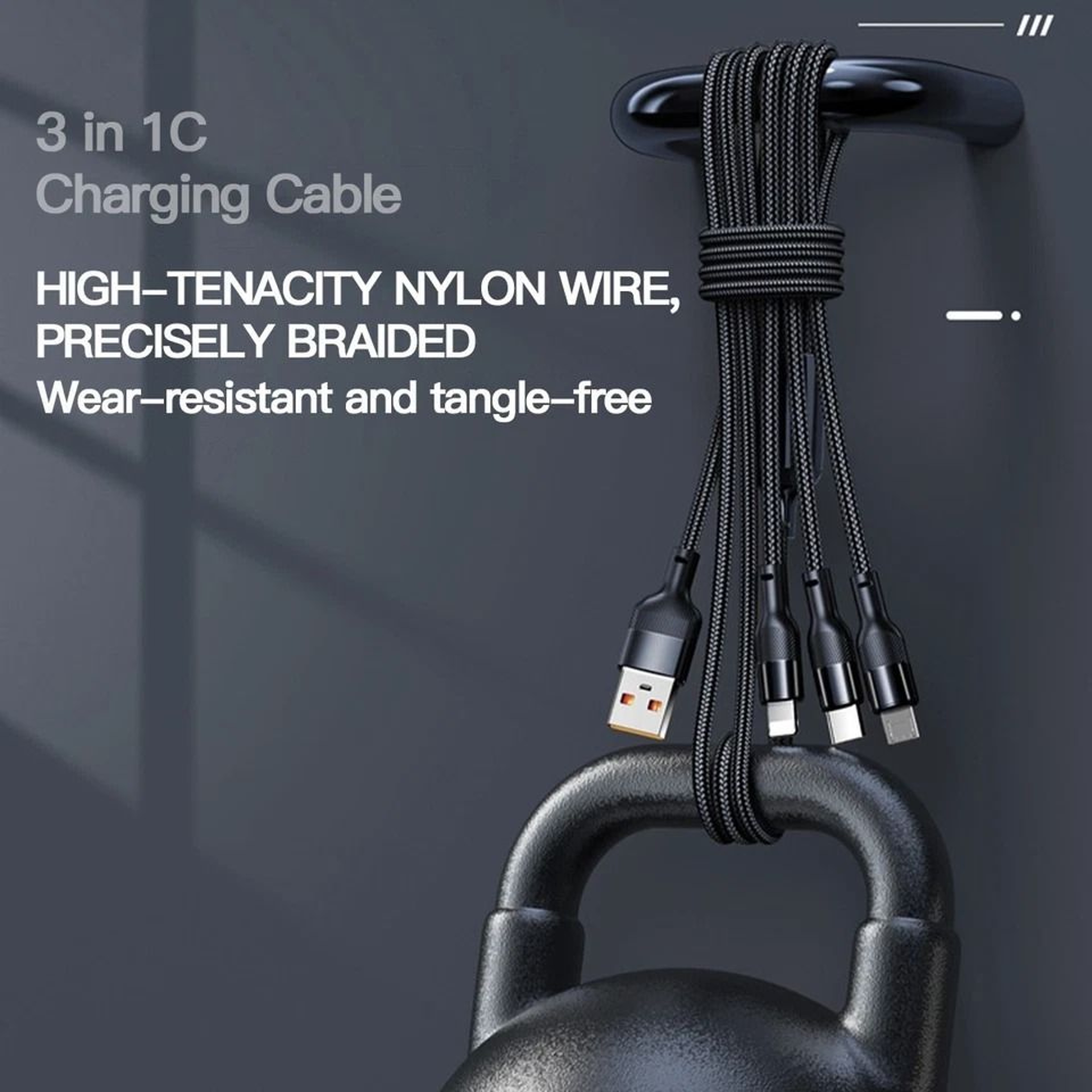 Charging Cable Fast Multi Charger For IPhone USB C Micro USB Nylon Braided 5