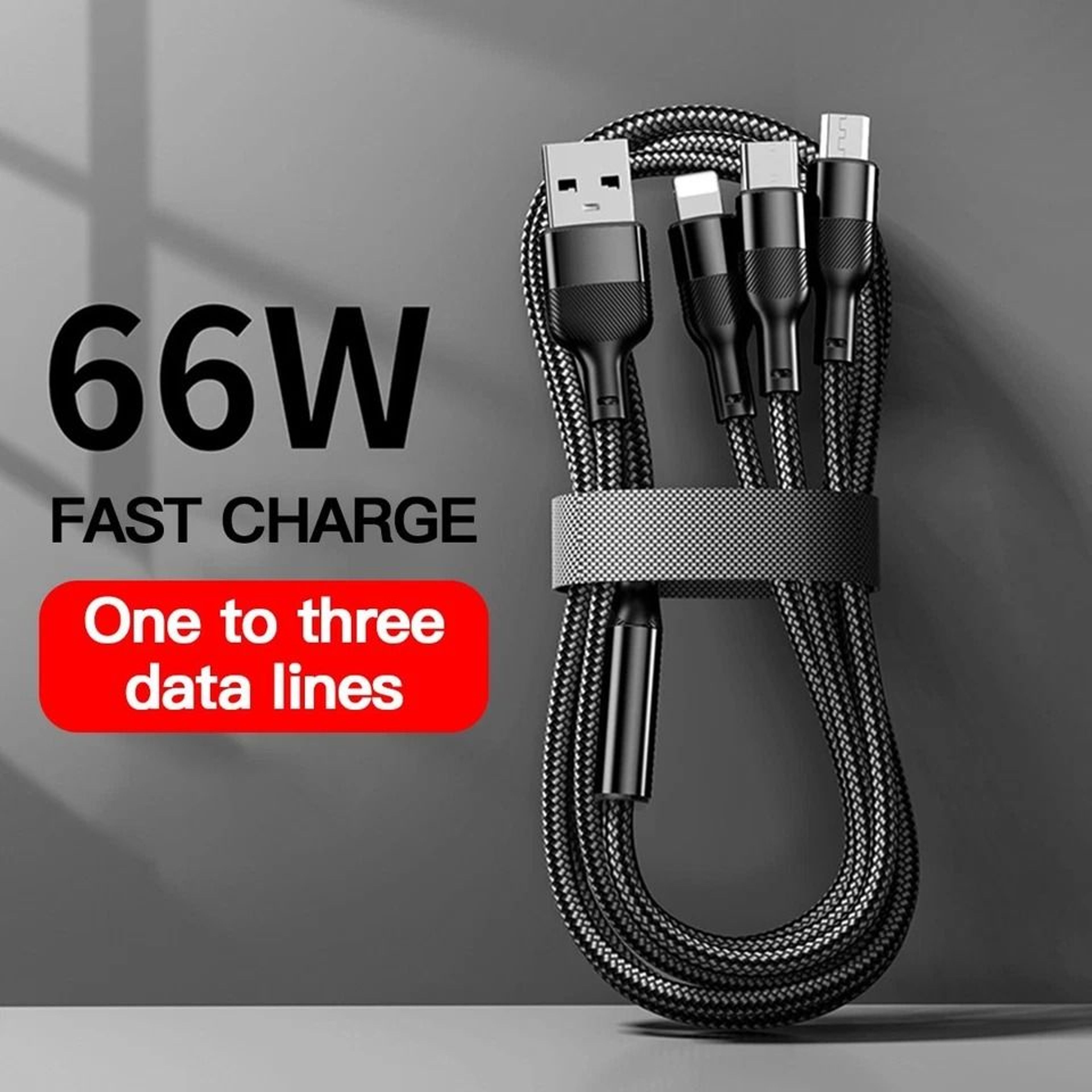 Charging Cable Fast Multi Charger For IPhone USB C Micro USB Nylon Braided 9