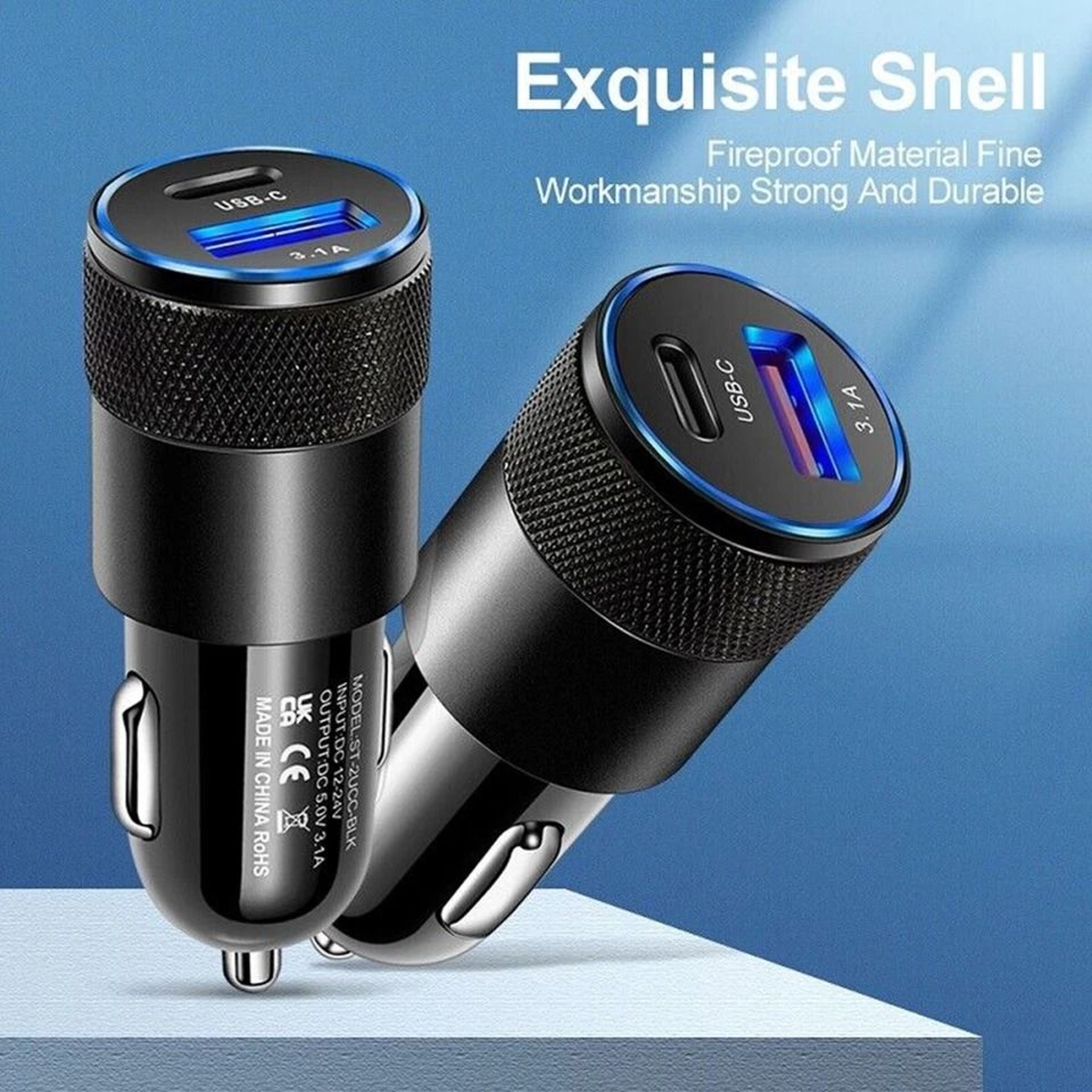 Dual Port USBC PD Car Charger Fast Charge Adapter For IPhone And Samsung 3