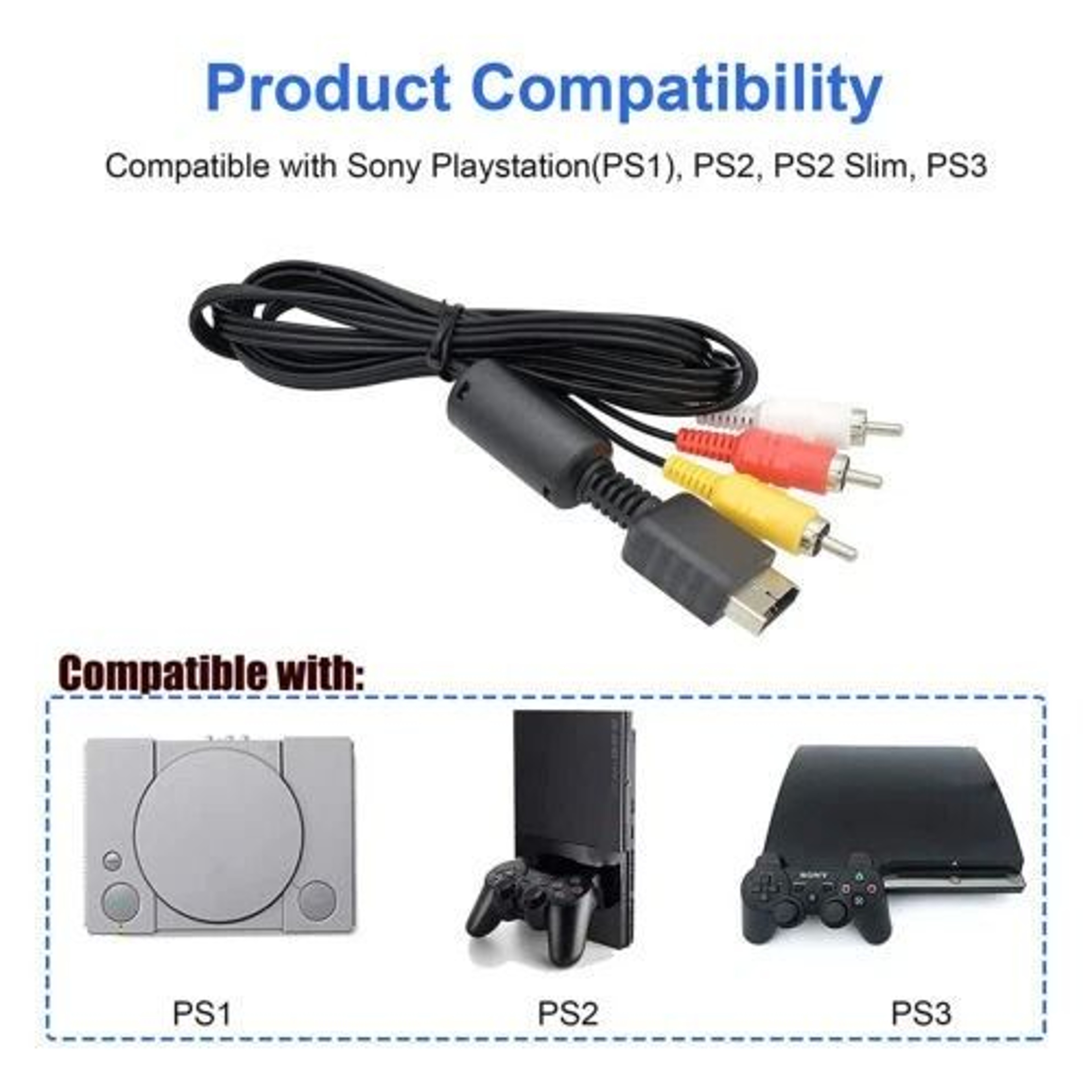 PlayStation AV Cable For Composite TV Cord 4