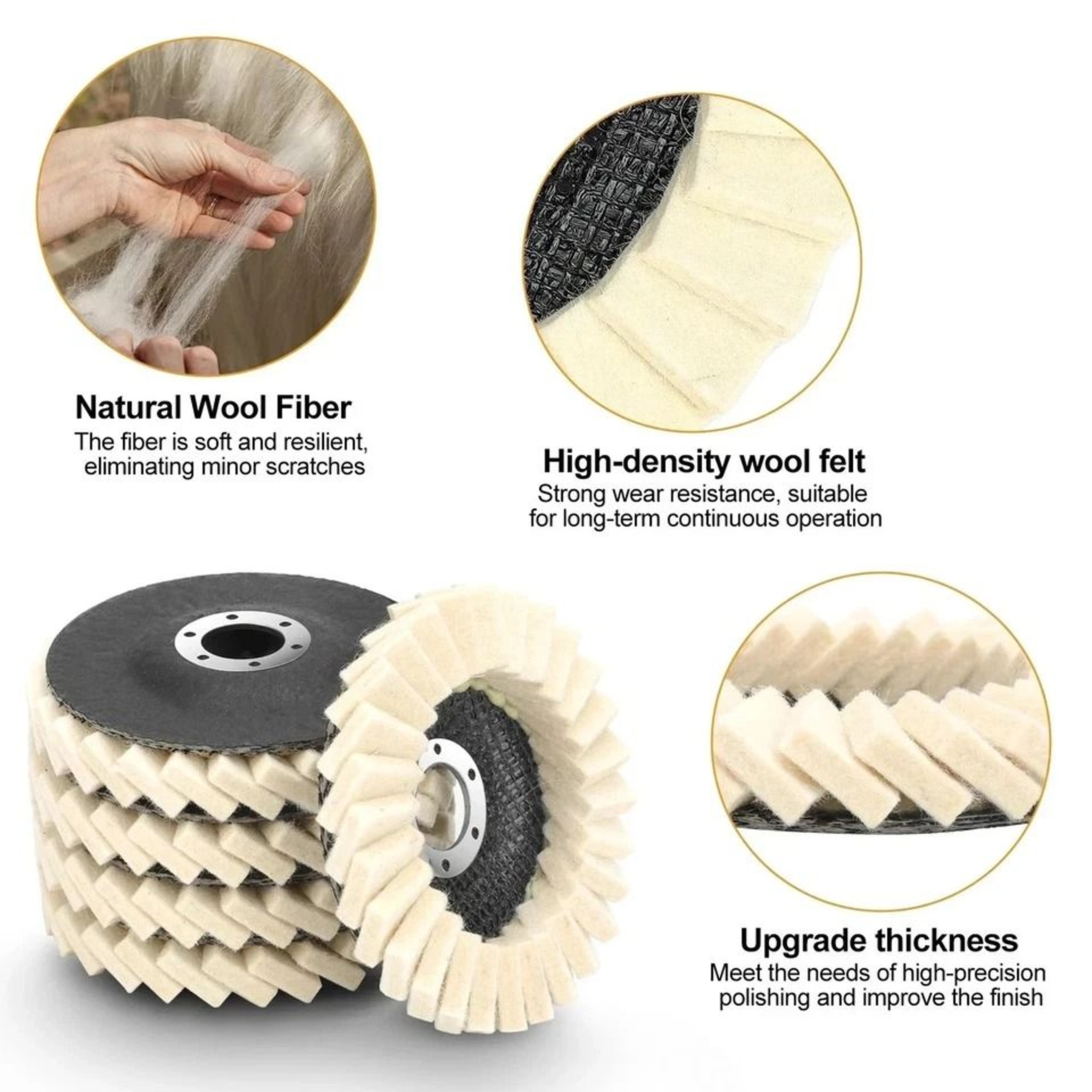 Wool Felt Polishing Buffing Discs For Metal Stone  Wood Felt Flap Pads 2