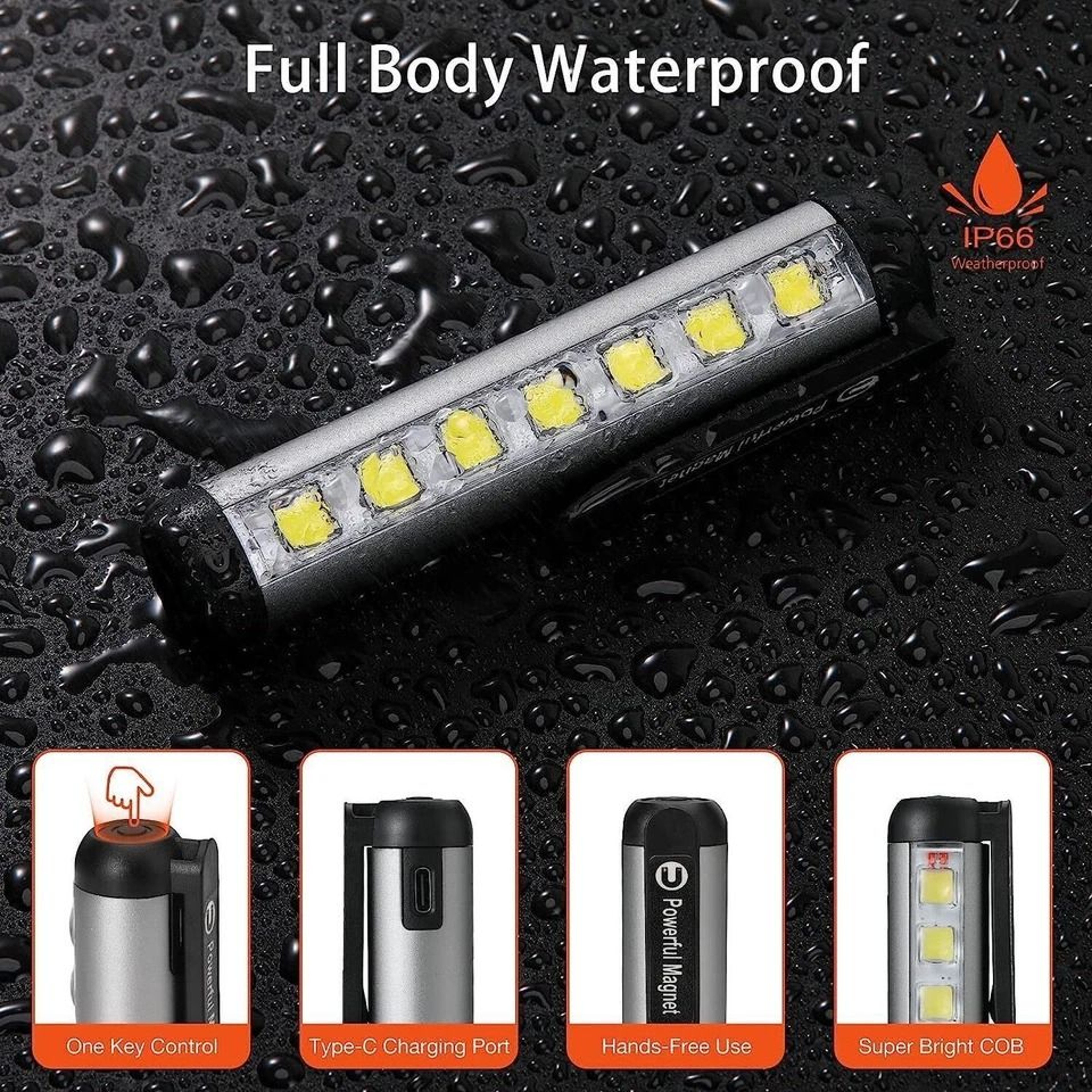 Magnetic Rechargeable COB LED Flashlight Work Light Super Bright Compact Torch Penlight 9