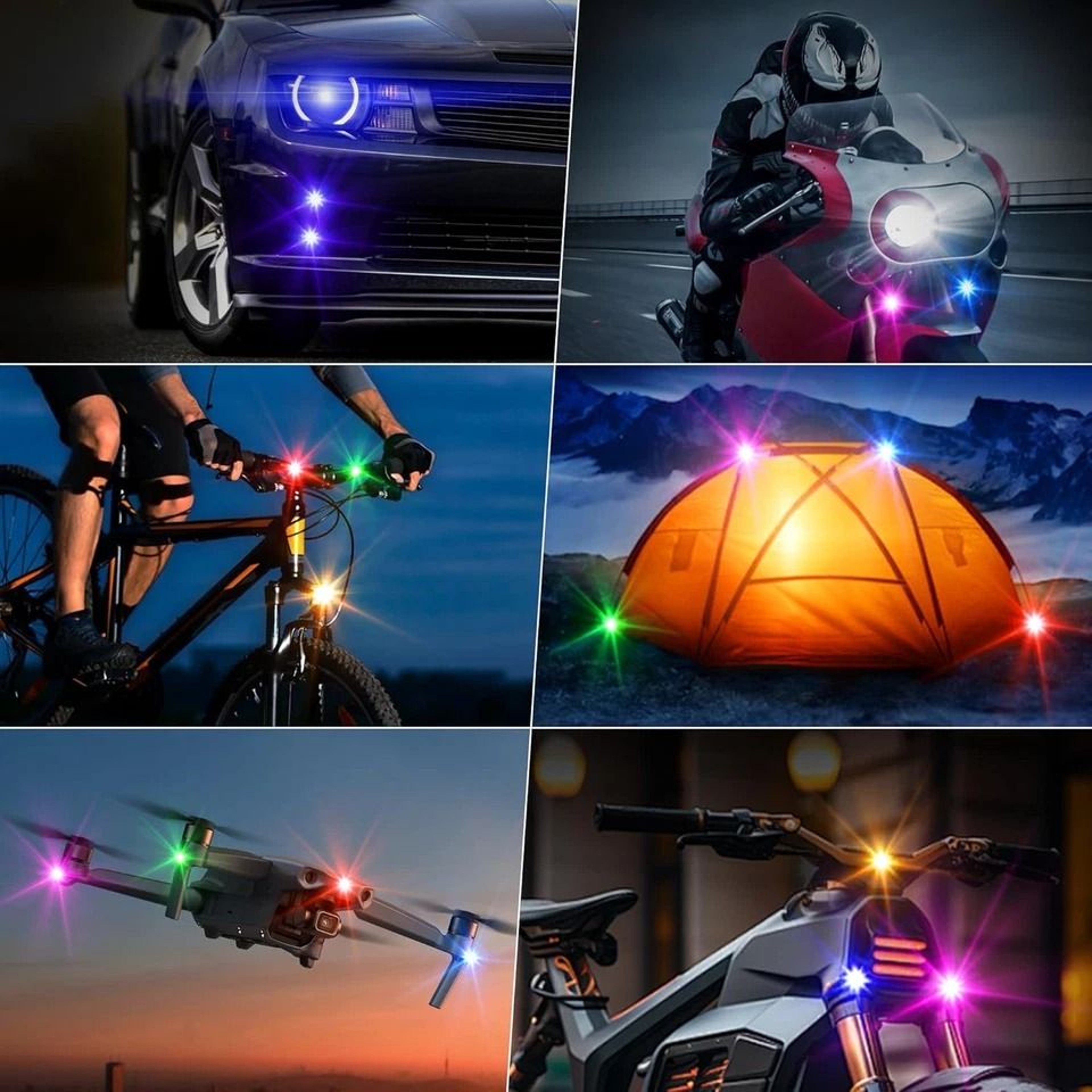 RGB Wireless LED Strobe Lights Rechargeable Flashing Warning Lights With 8 Color Modes 11
