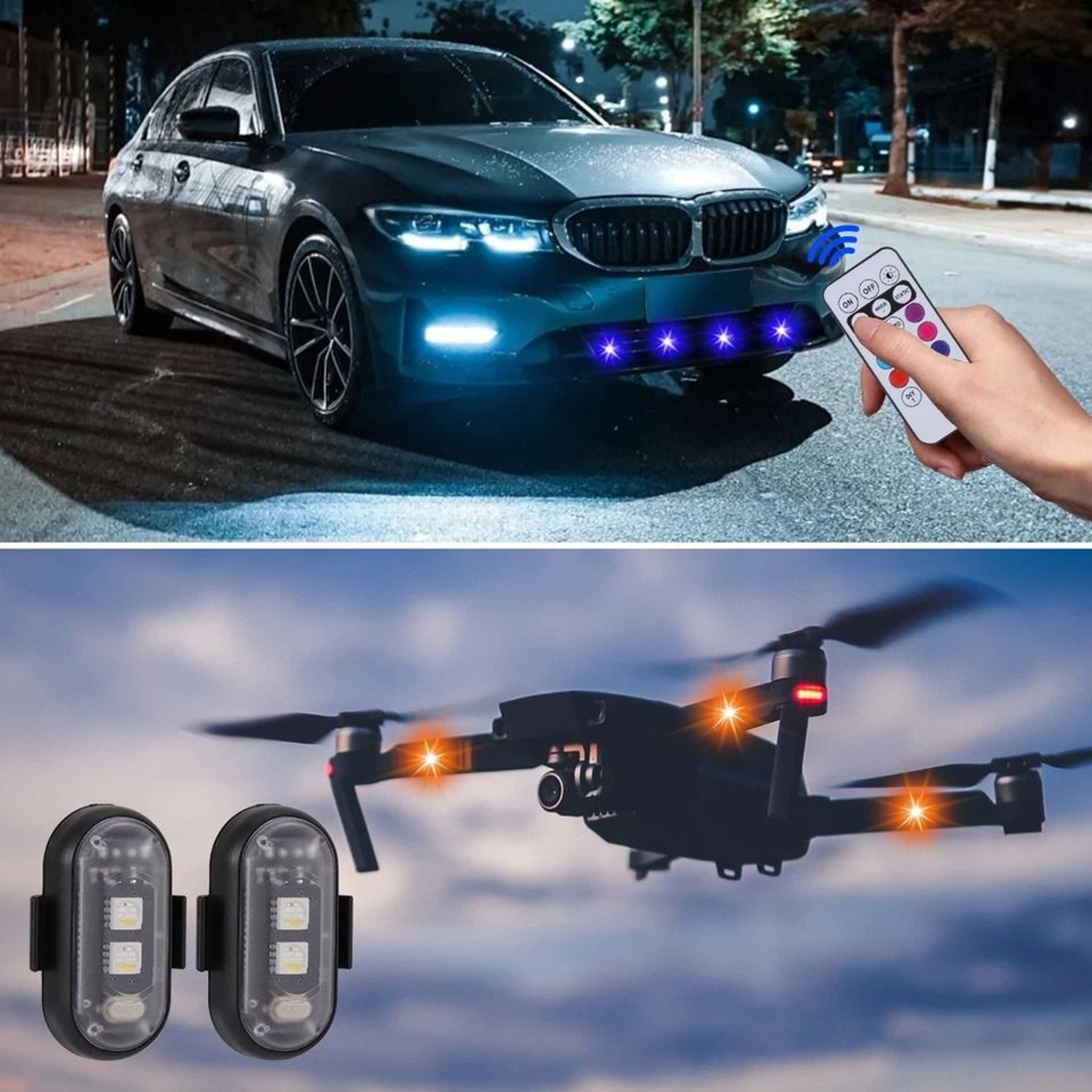 RGB Wireless LED Strobe Lights Rechargeable Flashing Warning Lights With 8 Color Modes 12