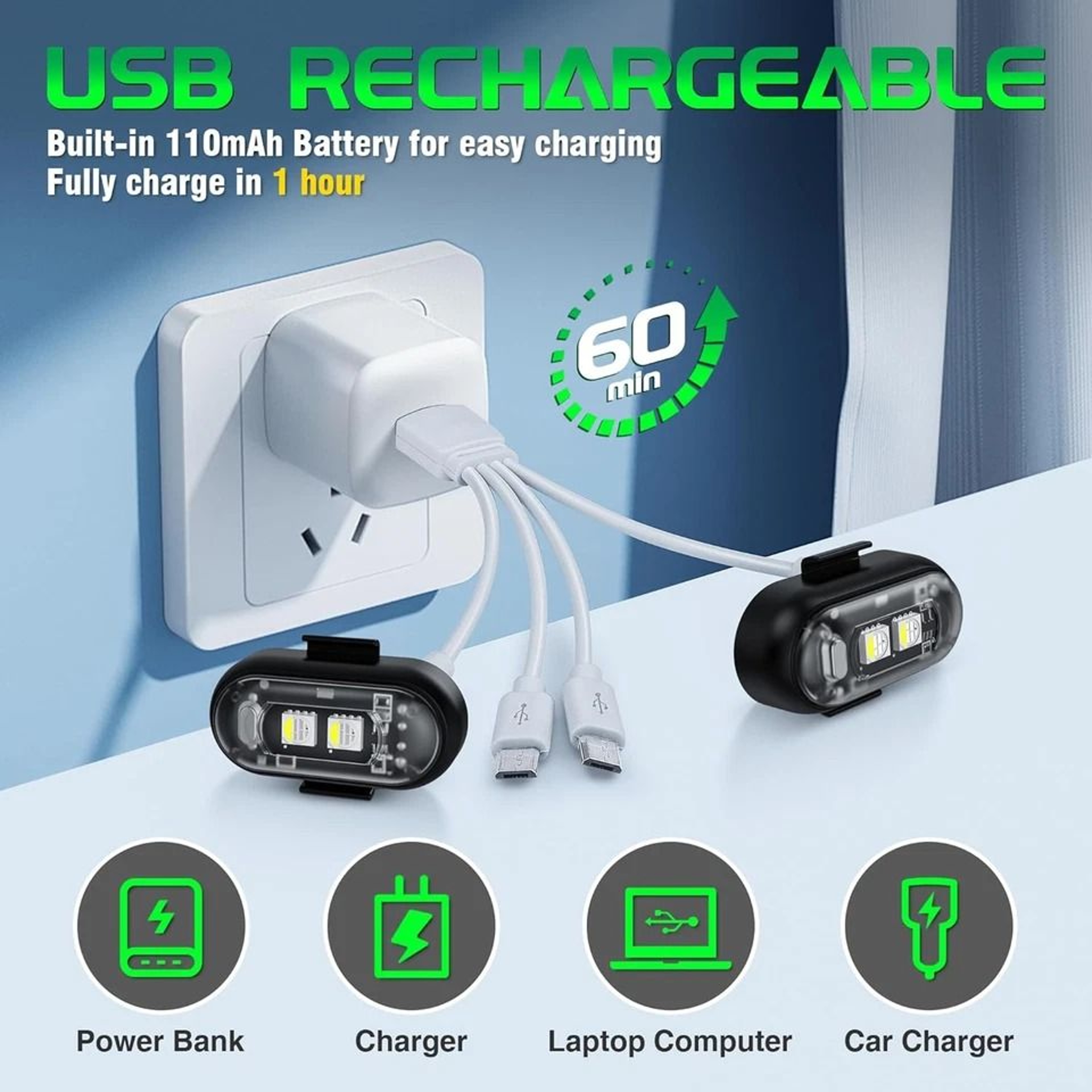 RGB Wireless LED Strobe Lights Rechargeable Flashing Warning Lights With 8 Color Modes 4