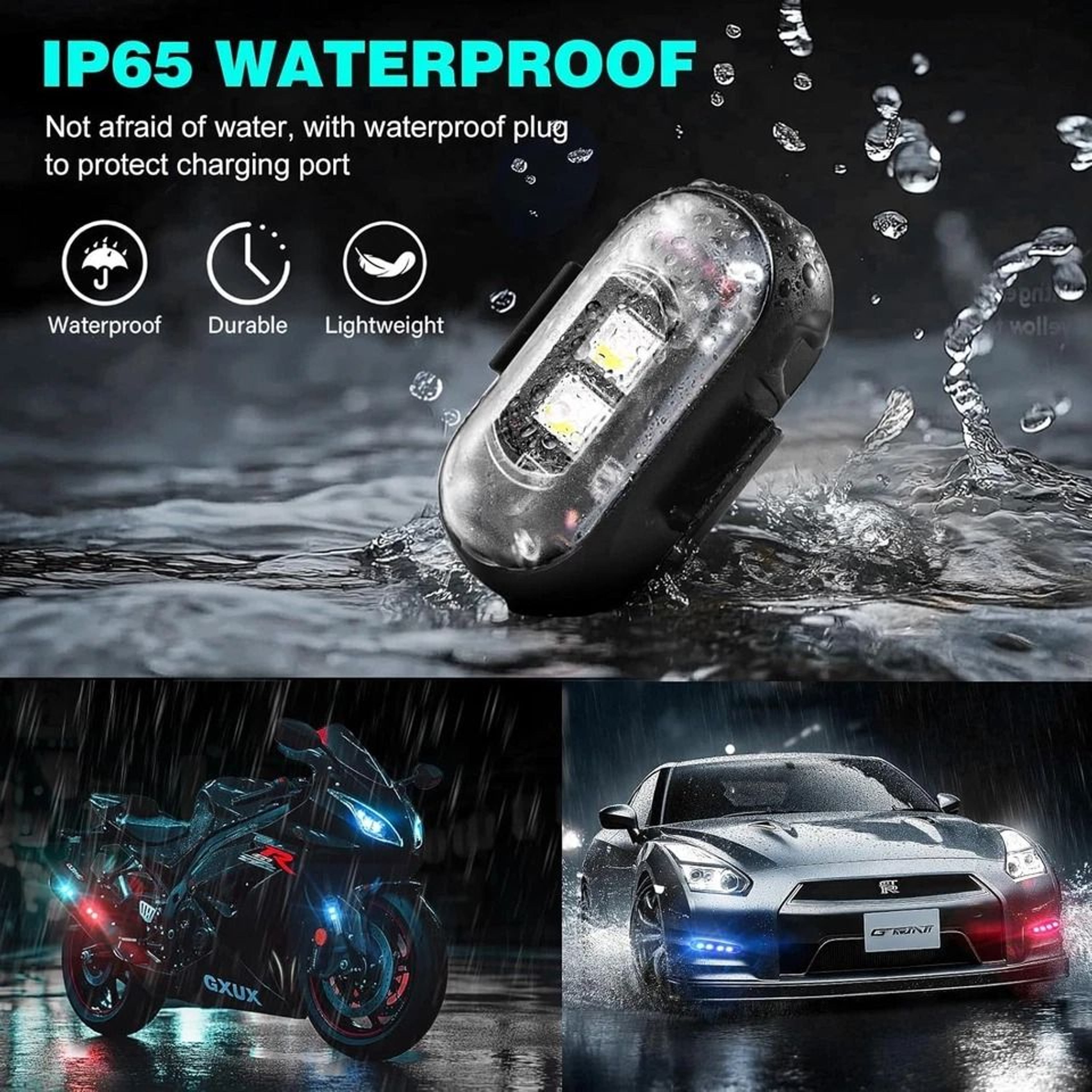 RGB Wireless LED Strobe Lights Rechargeable Flashing Warning Lights With 8 Color Modes 5
