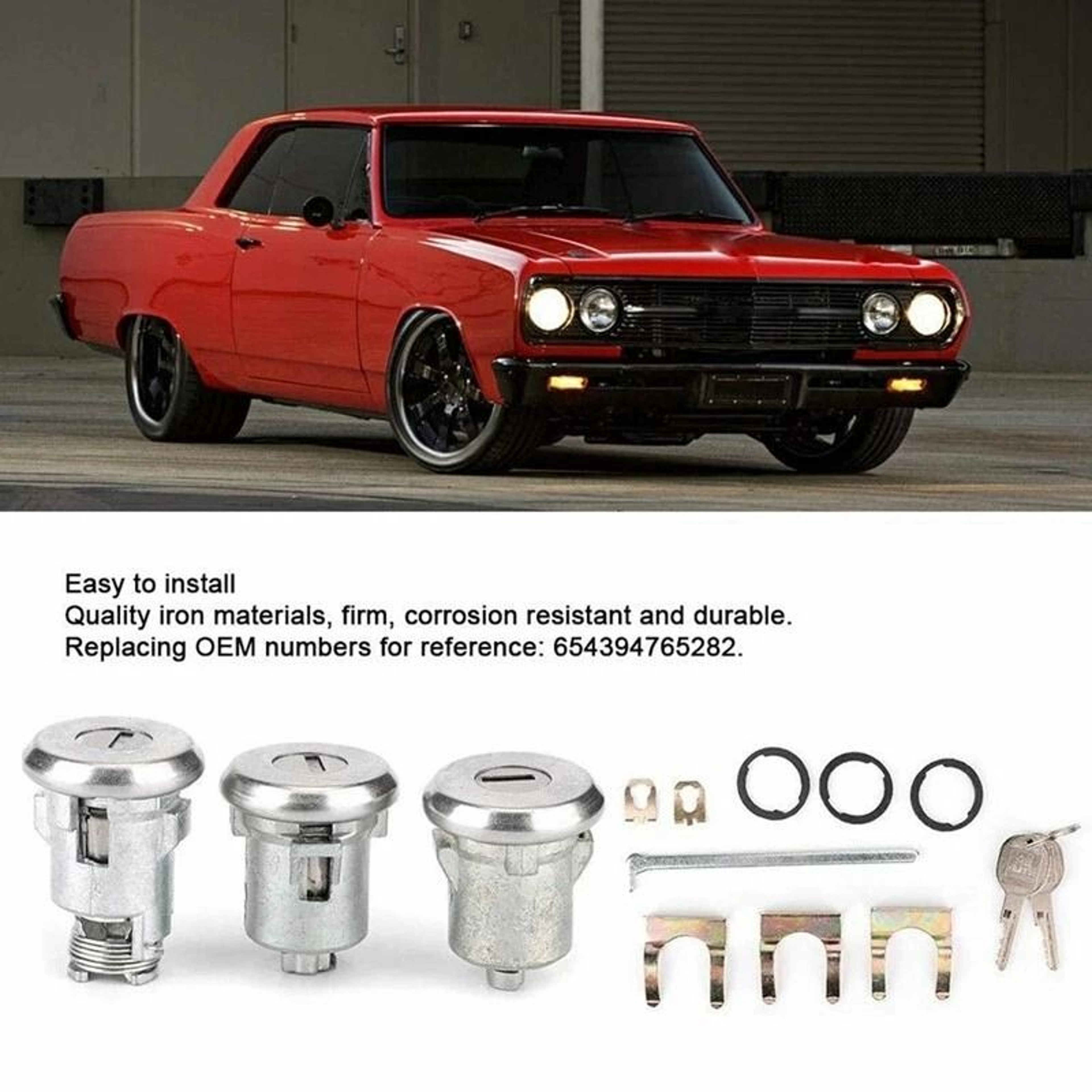 Classic GM Door And Trunk Lock Set With Oval H Keys For Camaro Chevelle Nova GTO Cutlass 3
