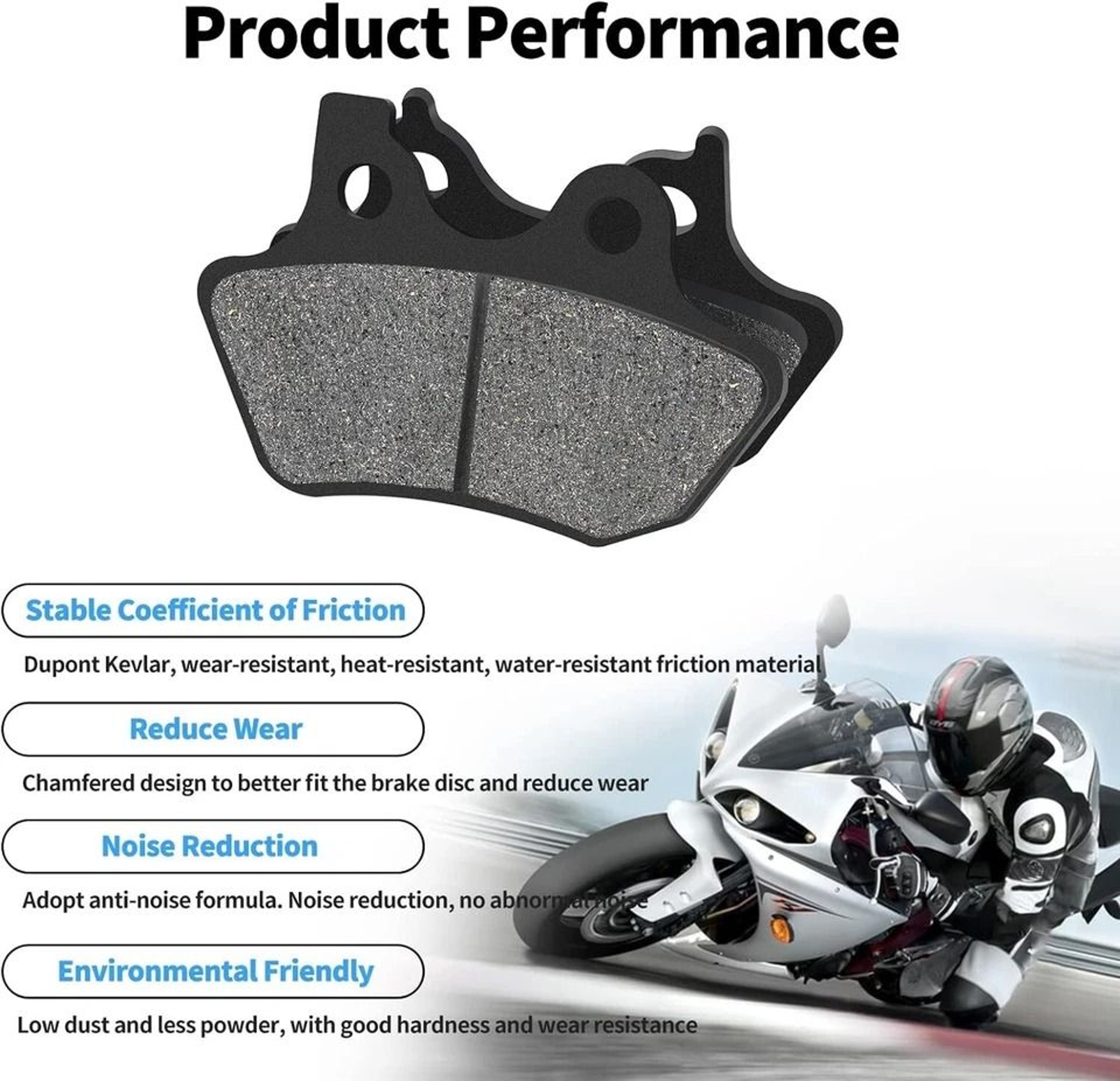 Harley Davidson Front And Rear Brake Pads Carbon Performance Set 4