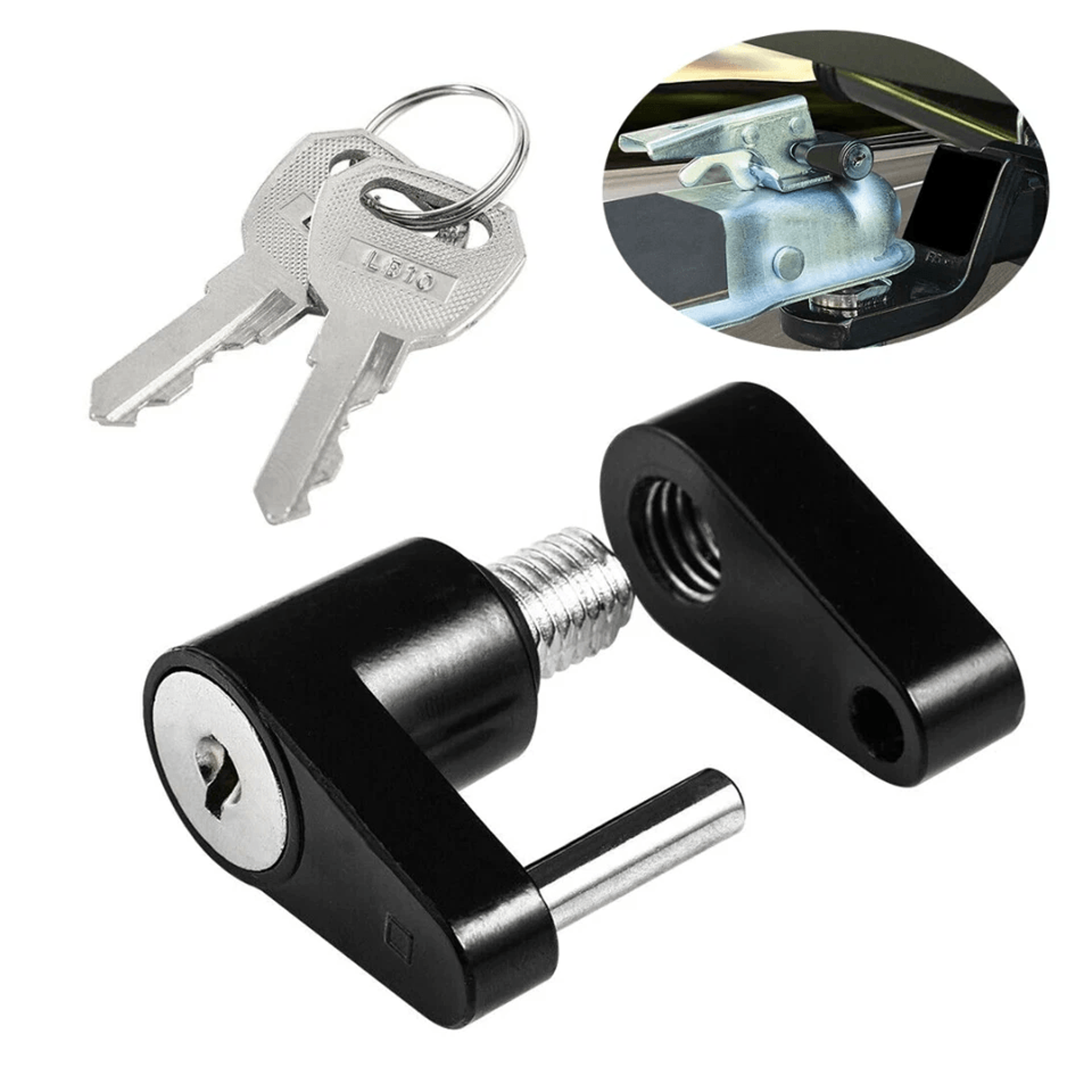 Universal Trailer Coupler Lock With Keys For Trailer Boat RV Truck 0