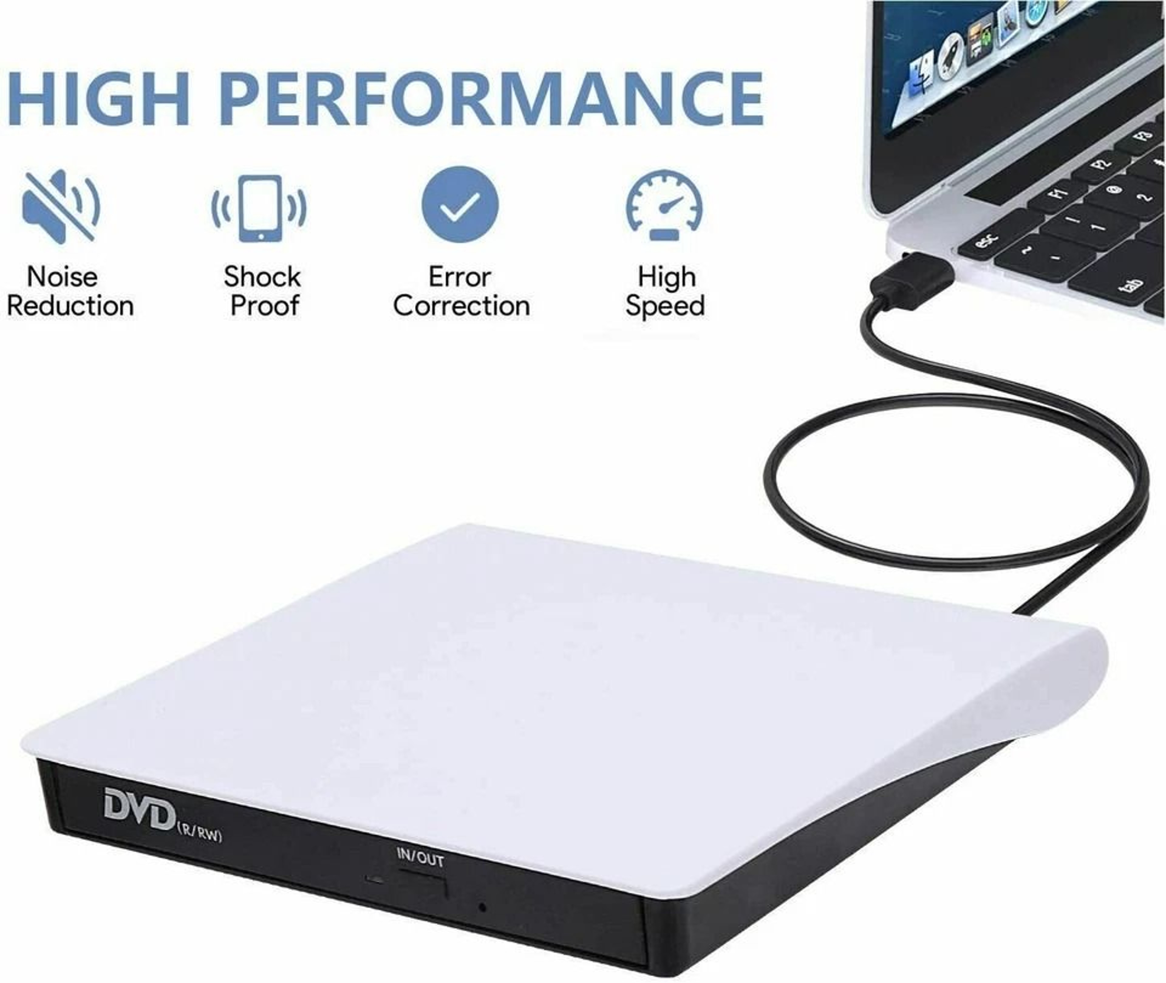 Slim External CD DVD Drive USB Burner For Laptop PC Mac 1