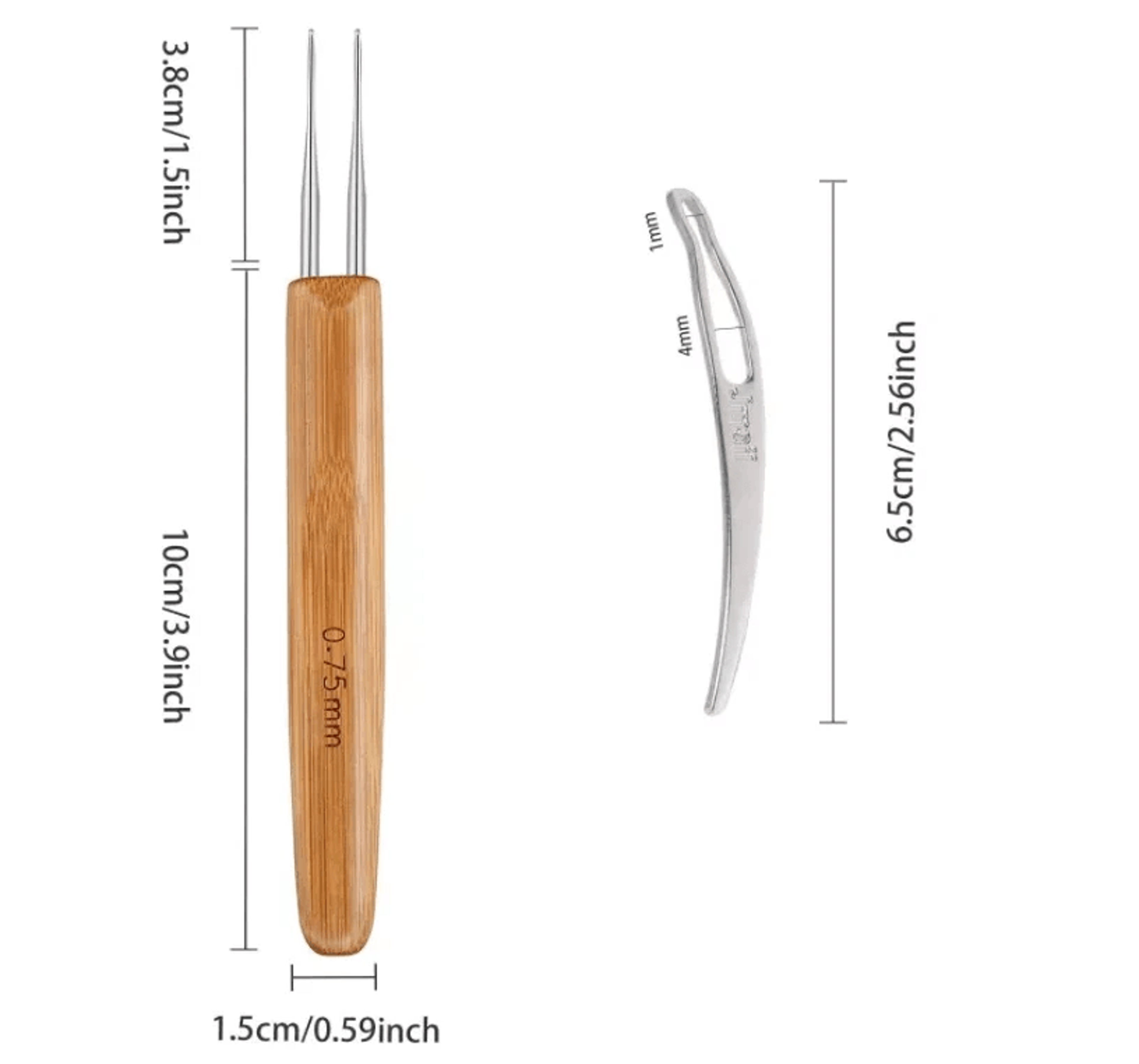 Dreadlock Crochet Hook Set With Bamboo Handle Hair Locking Tool 10