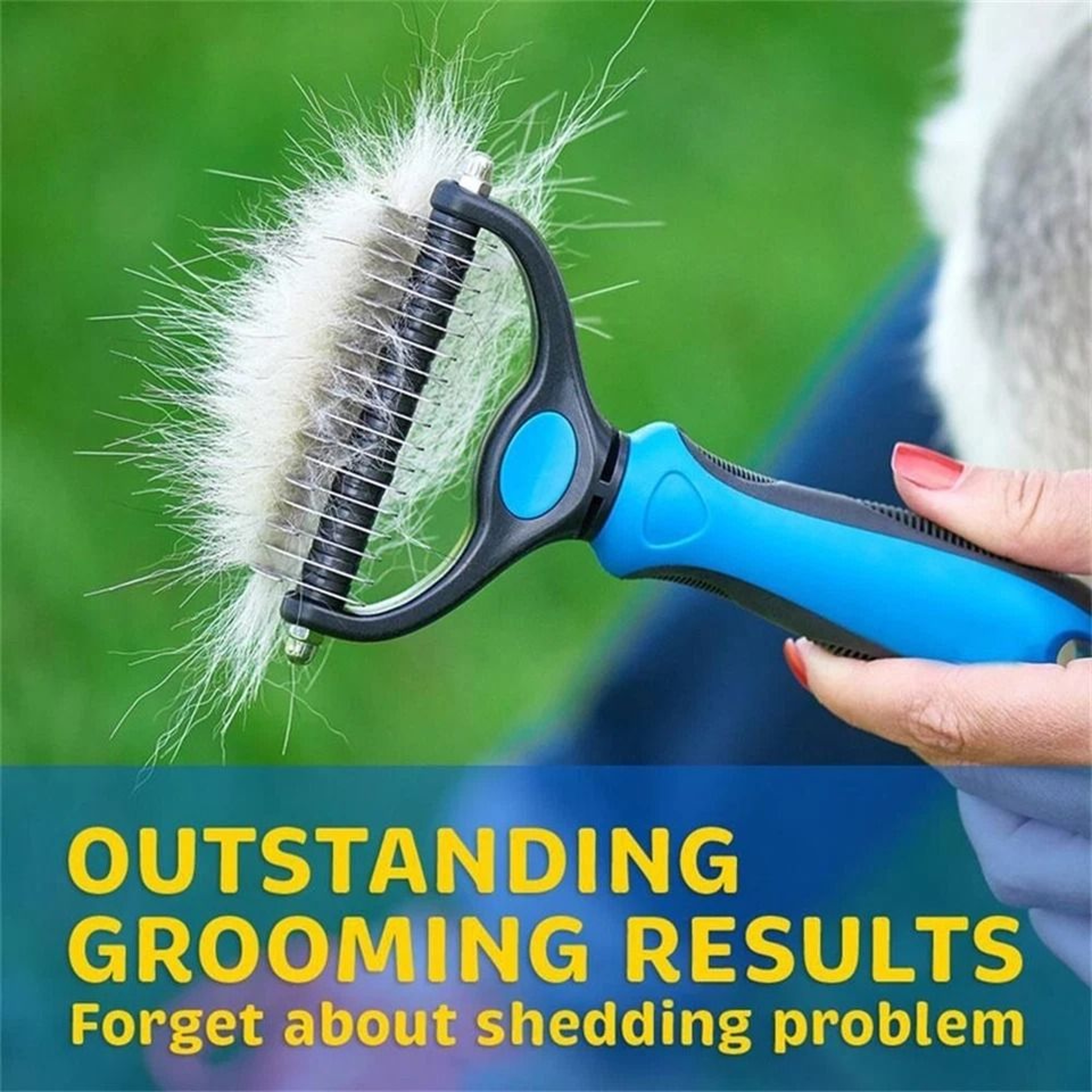 DoubleSided Dog Brush For Shedding And Dematting Undercoat Rake For Dogs And Cats 2