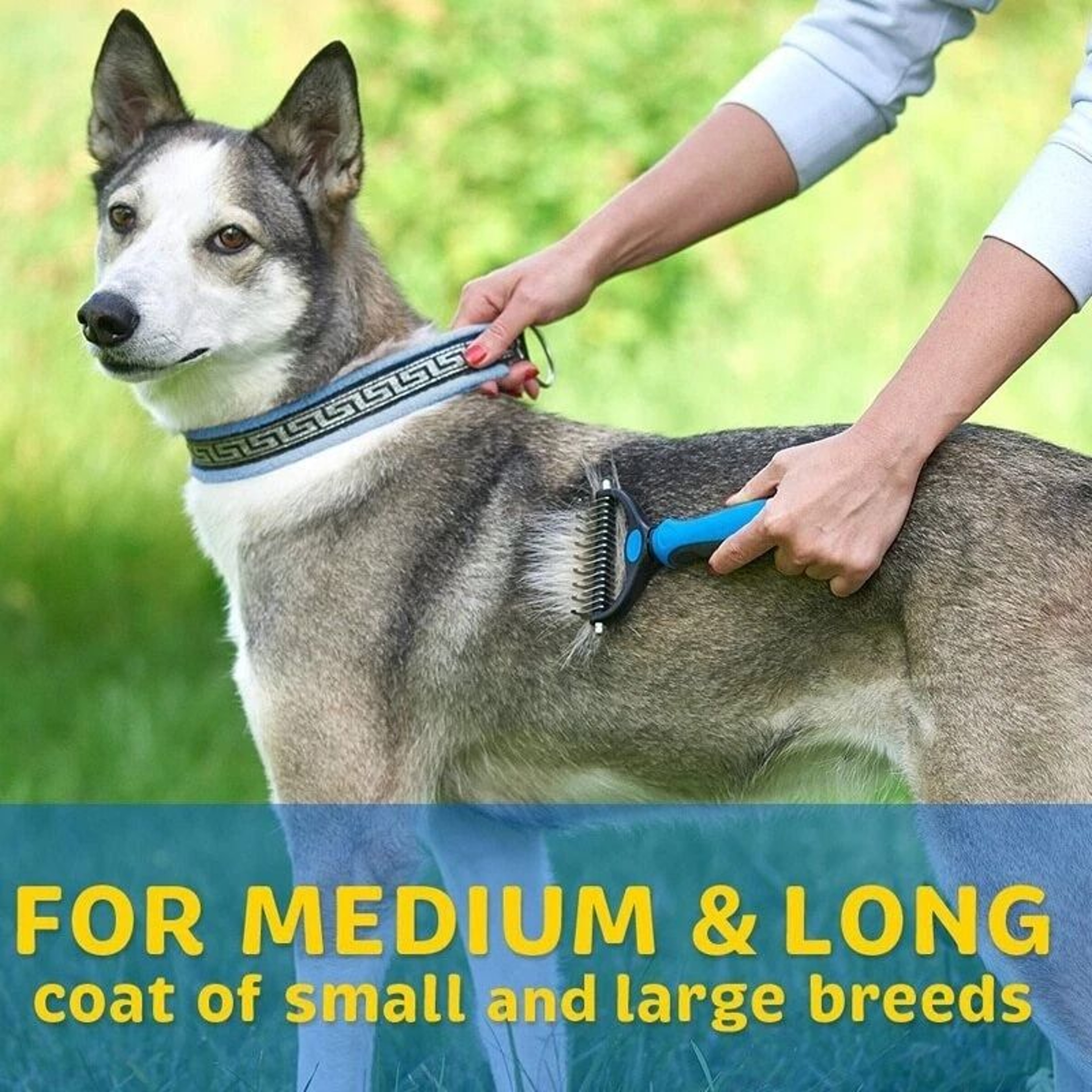 DoubleSided Dog Brush For Shedding And Dematting Undercoat Rake For Dogs And Cats 3