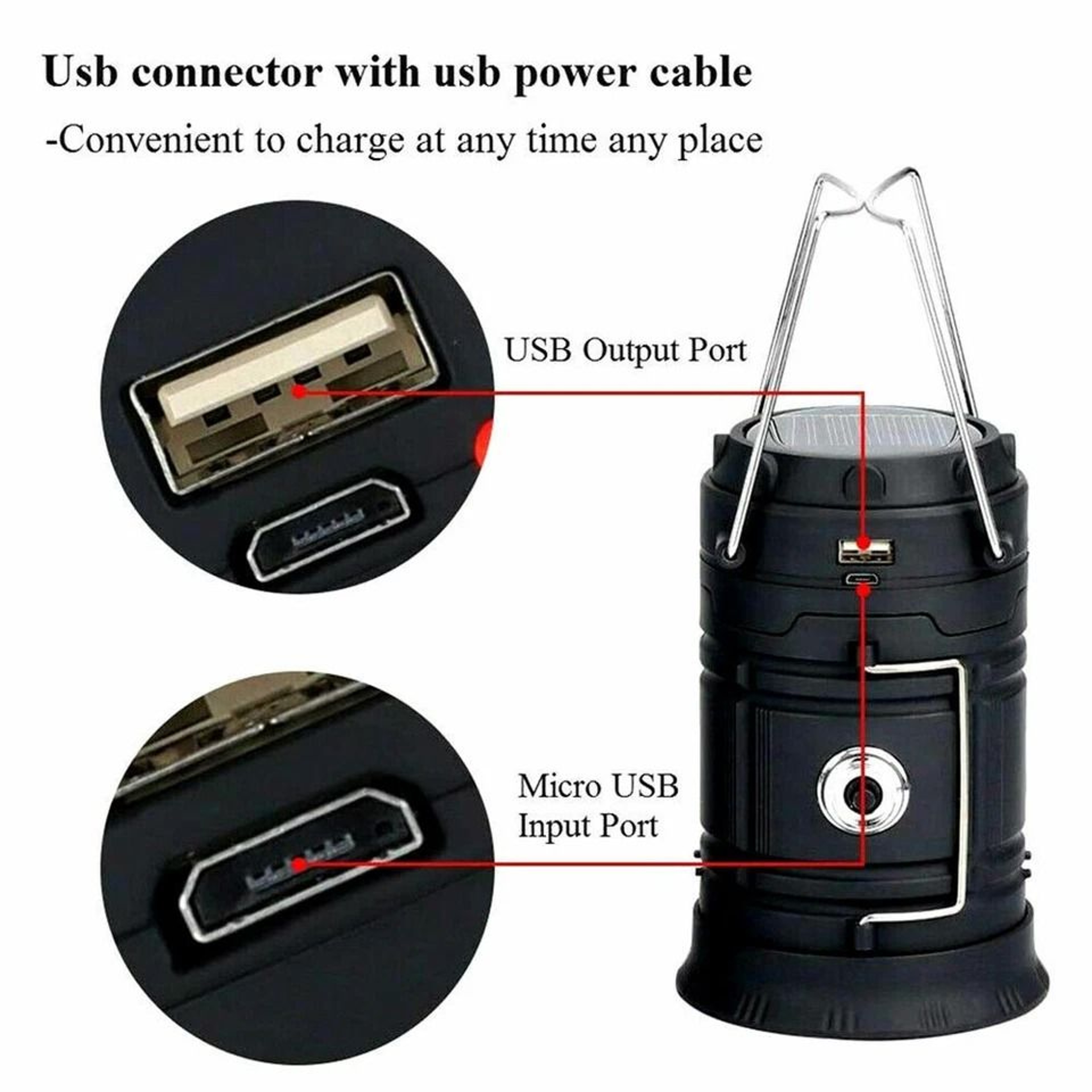 Solar Rechargeable Camping Lantern USB LED Flashlight For Tent And Emergency Use 2