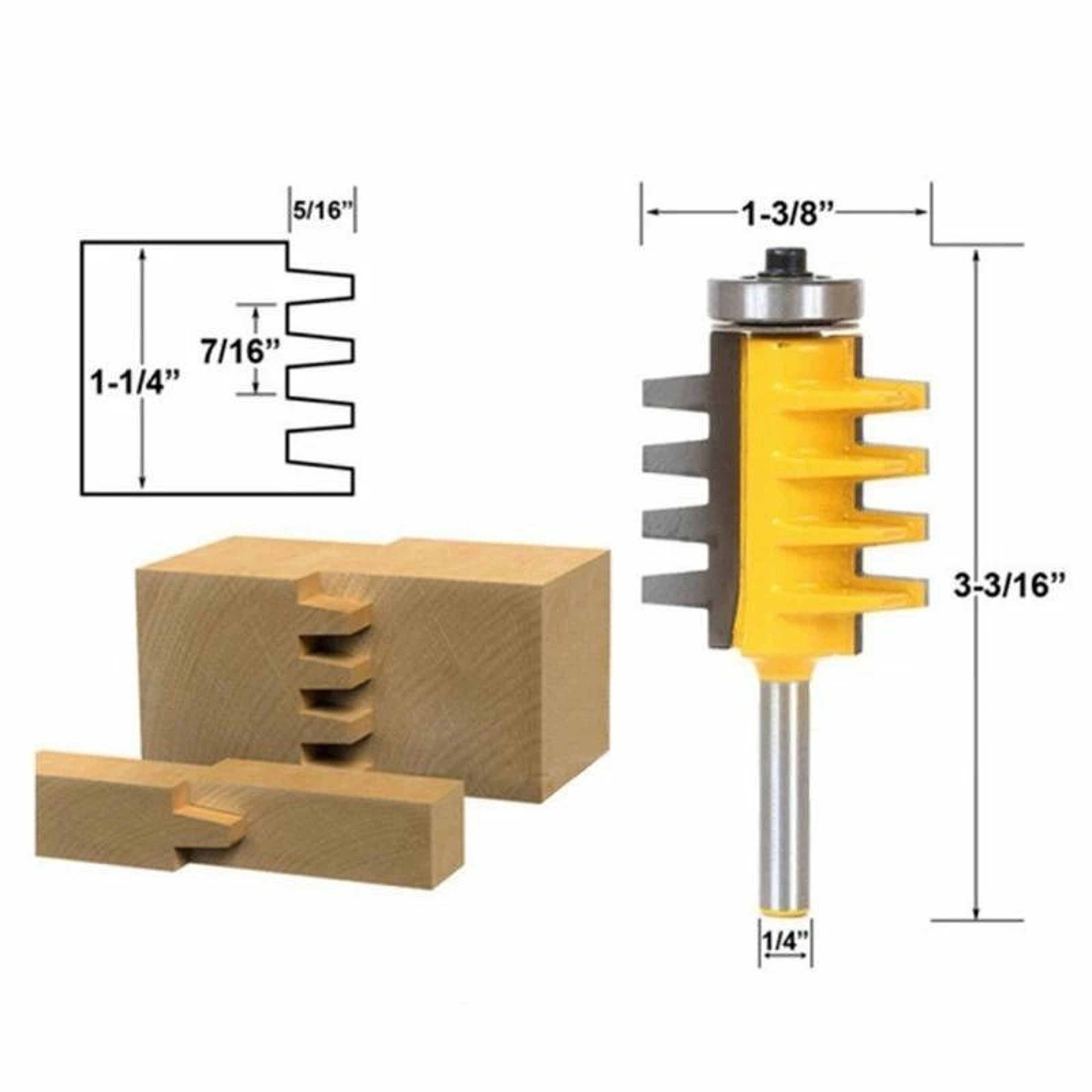 Reversible Finger Joint Router Bit Shank Carbide Woodworking Cutter 1
