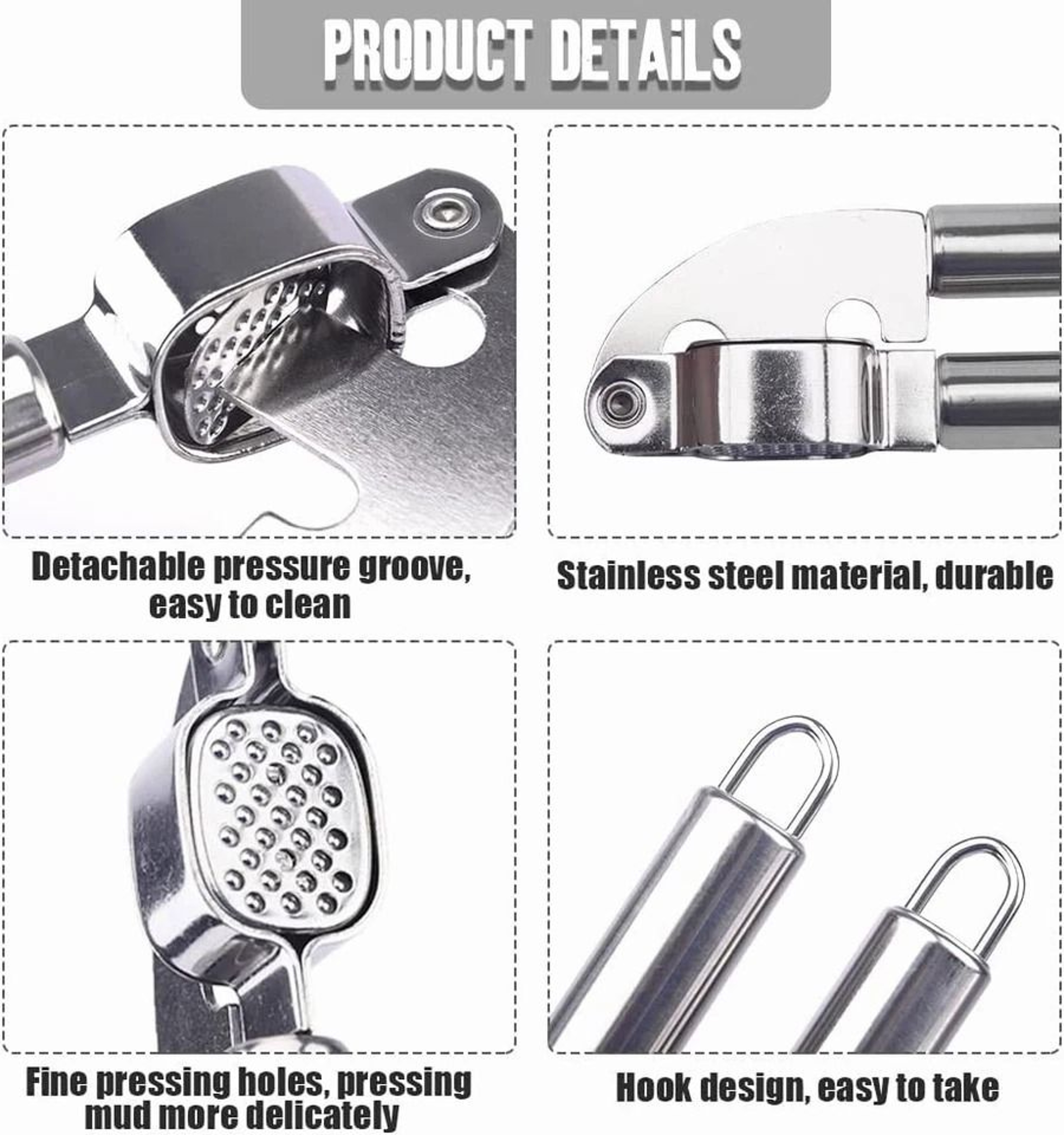 Professional Stainless Steel Garlic Press And Garlic Mincer Tool 6