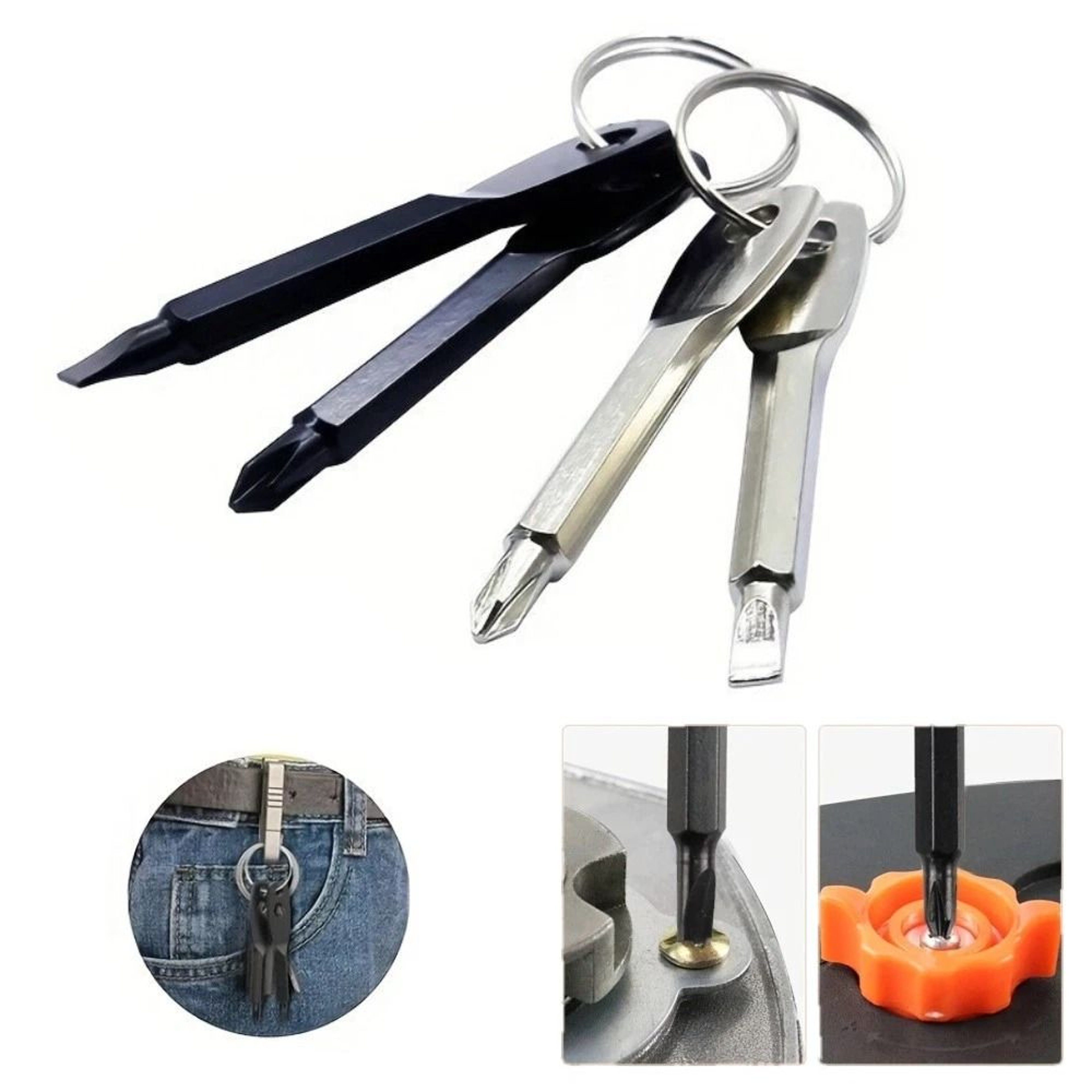 Keychain Screwdriver Set Stainless Steel Mini EDC Pocket Tool 12