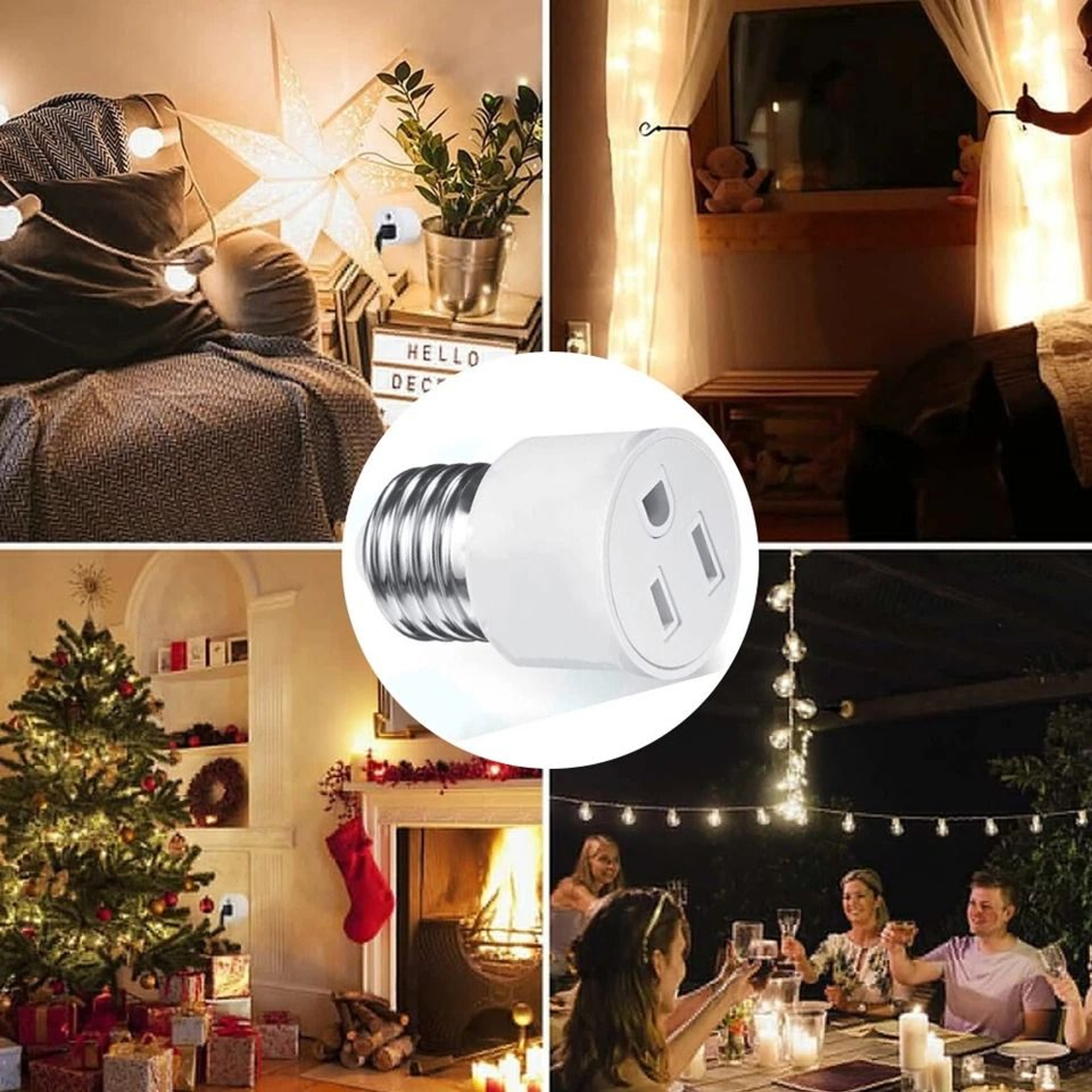 Light Socket To Plug Adapter Polarized Prong Outlet Converter 5