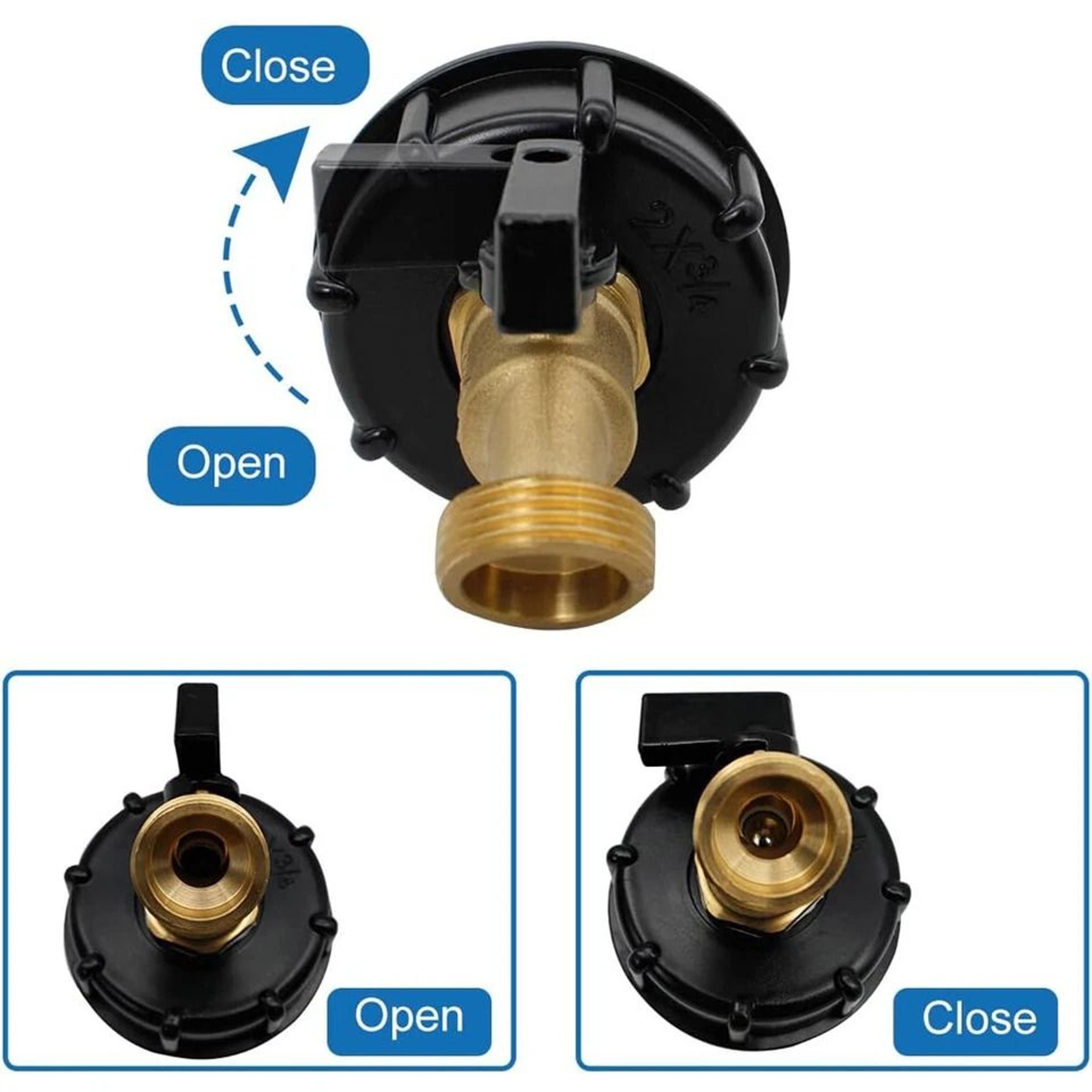 IBC Tote Adapter Coarse Thread To Garden Hose Brass Valve 2