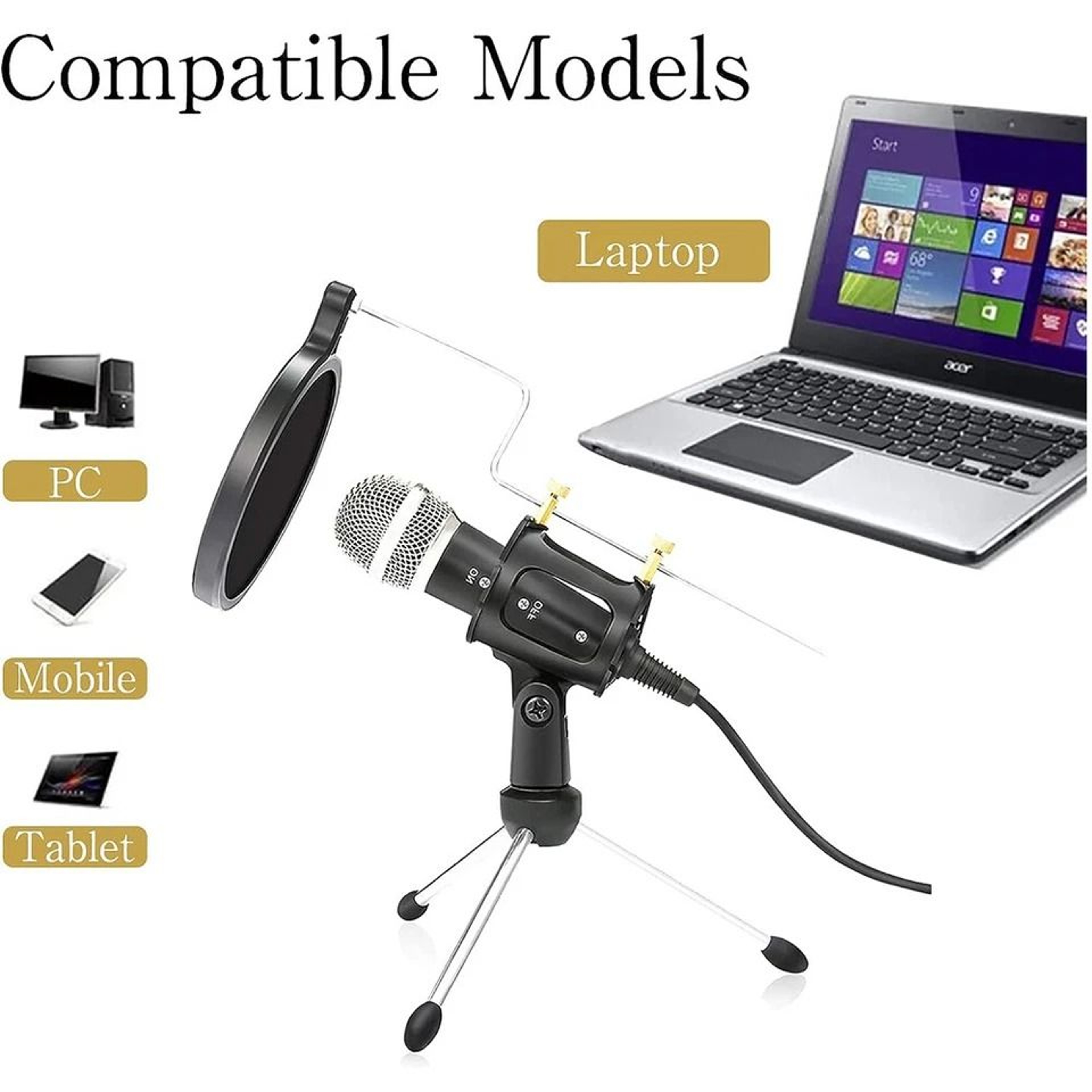 Plug And Play Condenser Microphone For PC Mac Android Gaming 1