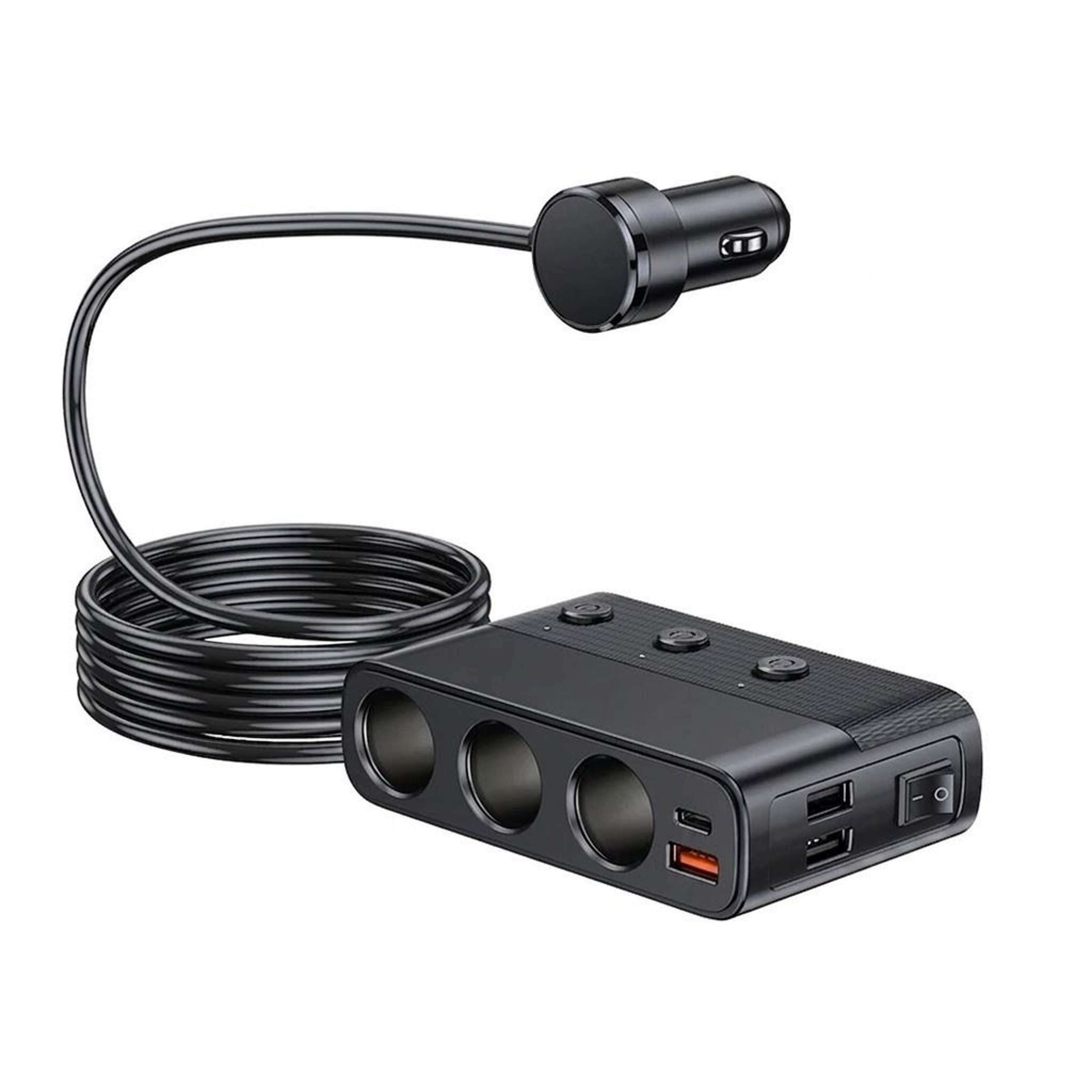 Car Cigarette Lighter Splitter With USB C Fast Charging And LED Voltmeter 0