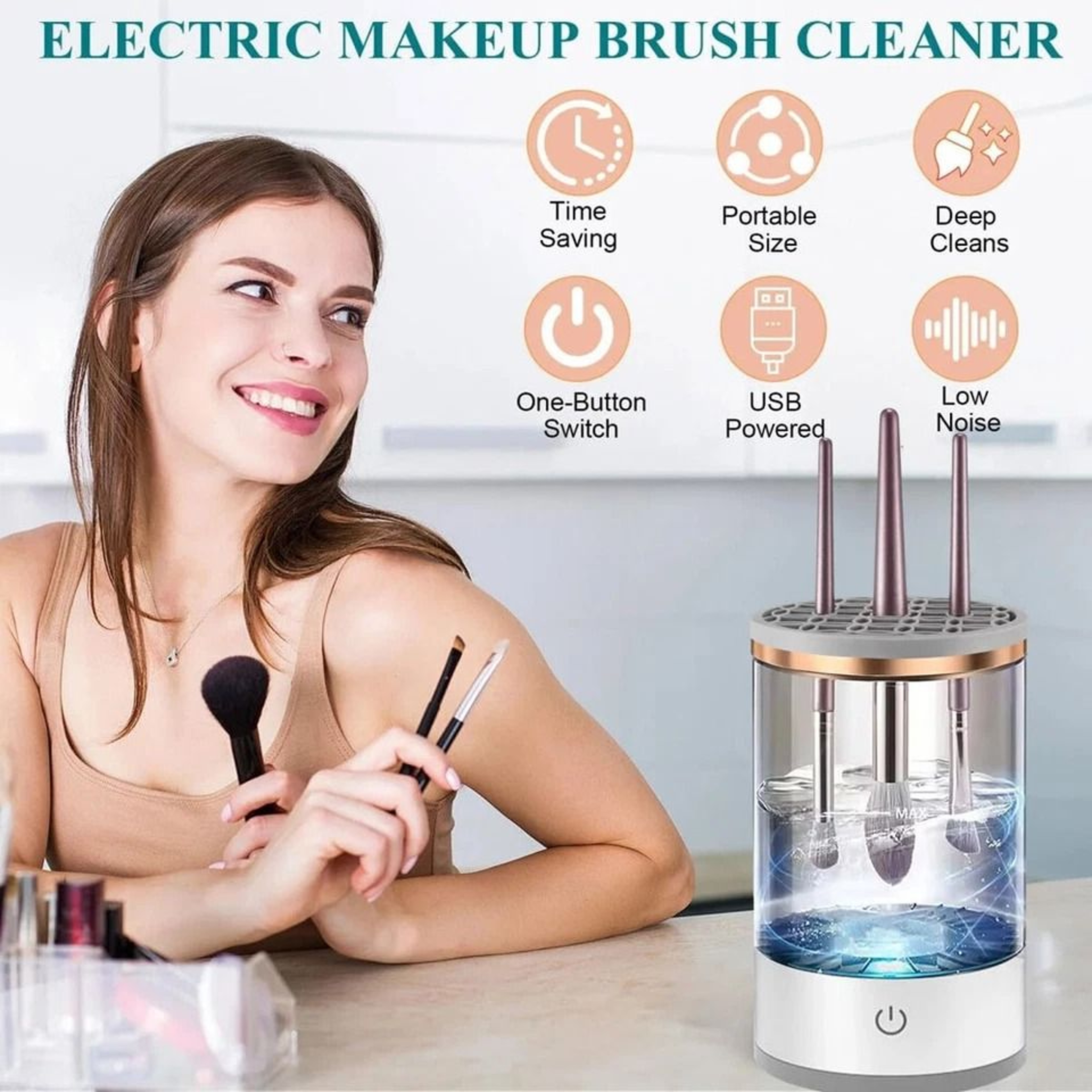 Electric Makeup Brush Cleaner Machine With Fast Drying For Travel And Daily Use 4