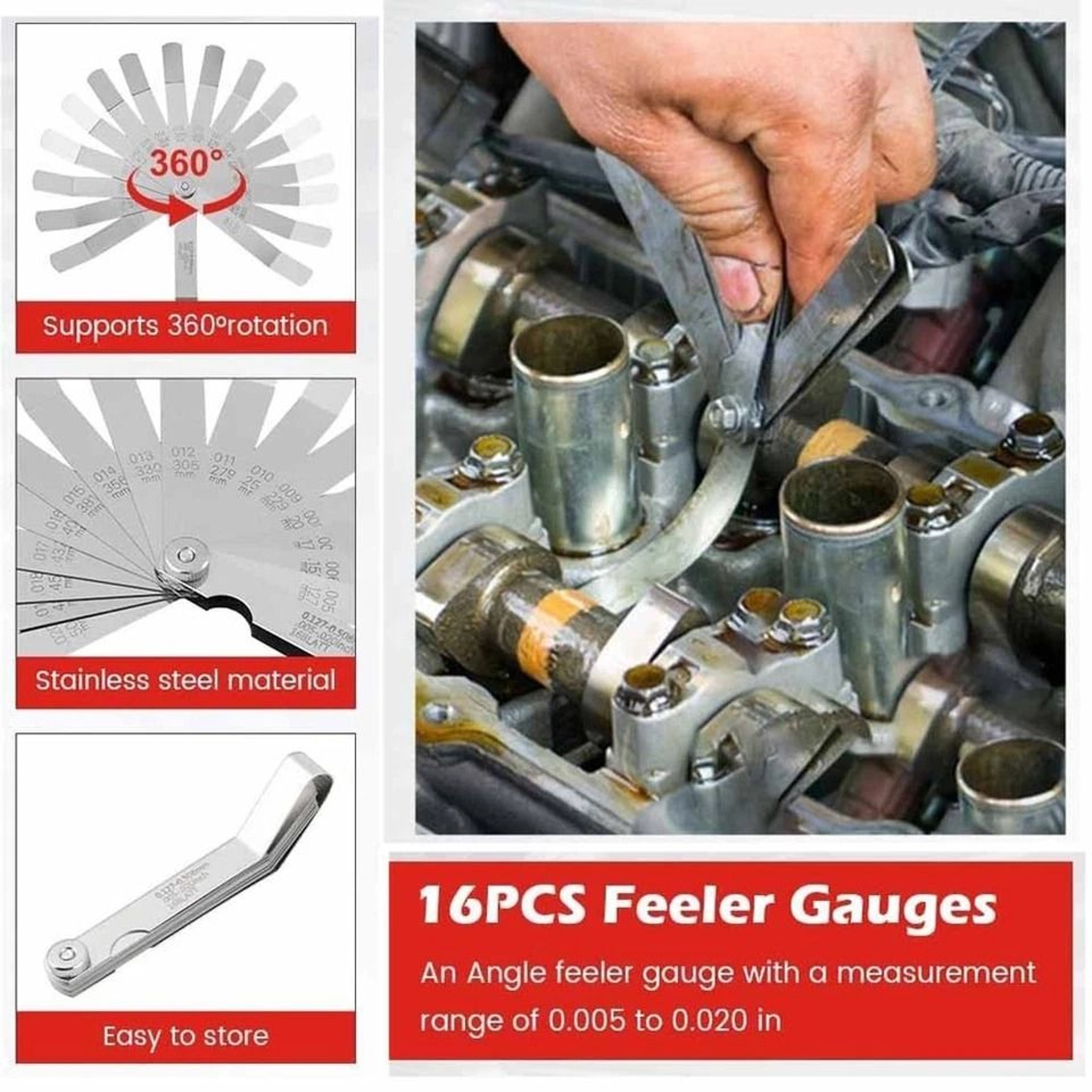 Valve Lash Adjustment Tool With Angled Feeler Gauge For Honda Toyota Valve Clearance 7