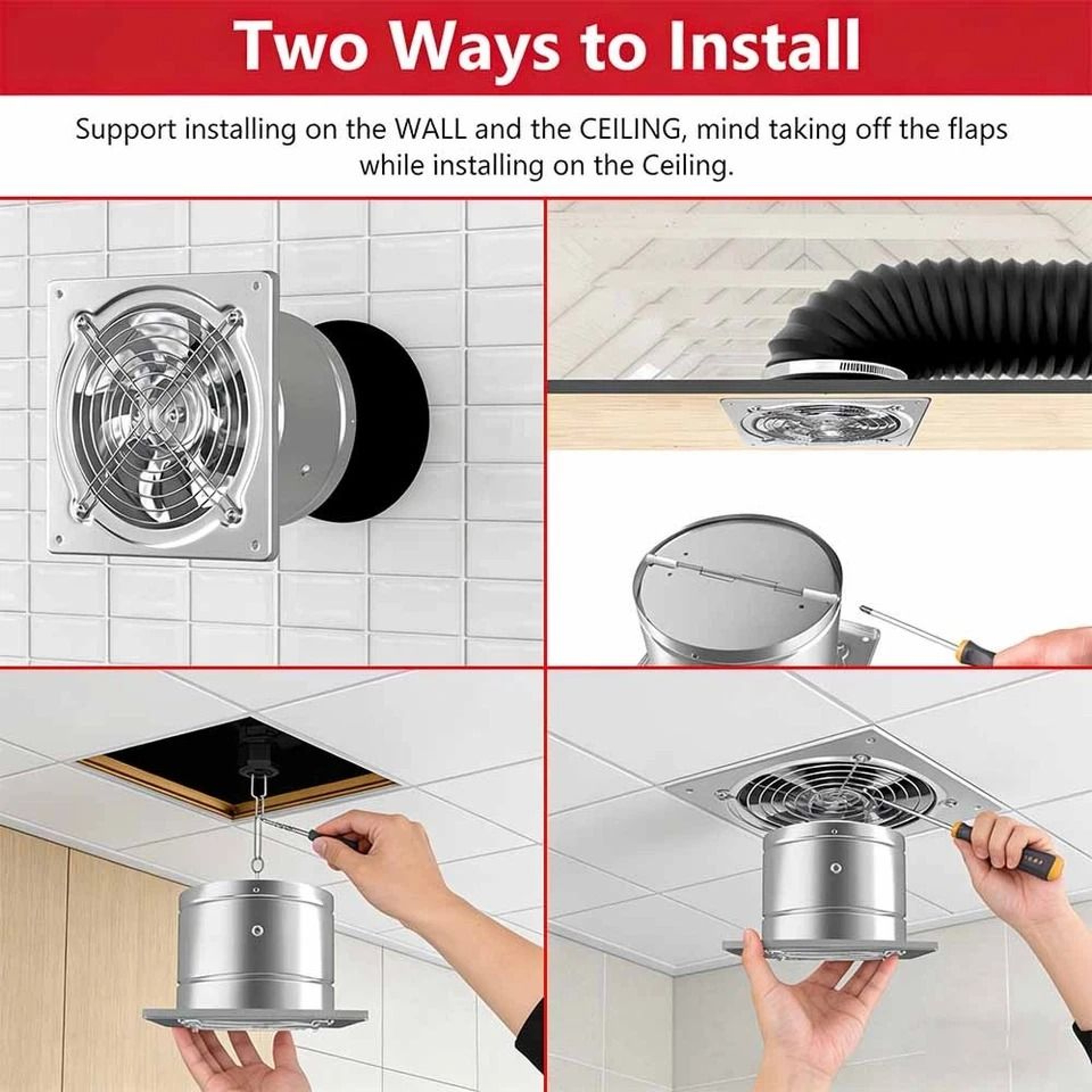 Wall Mount Exhaust Fan CFM Metal Ventilation Fan With Switch 5