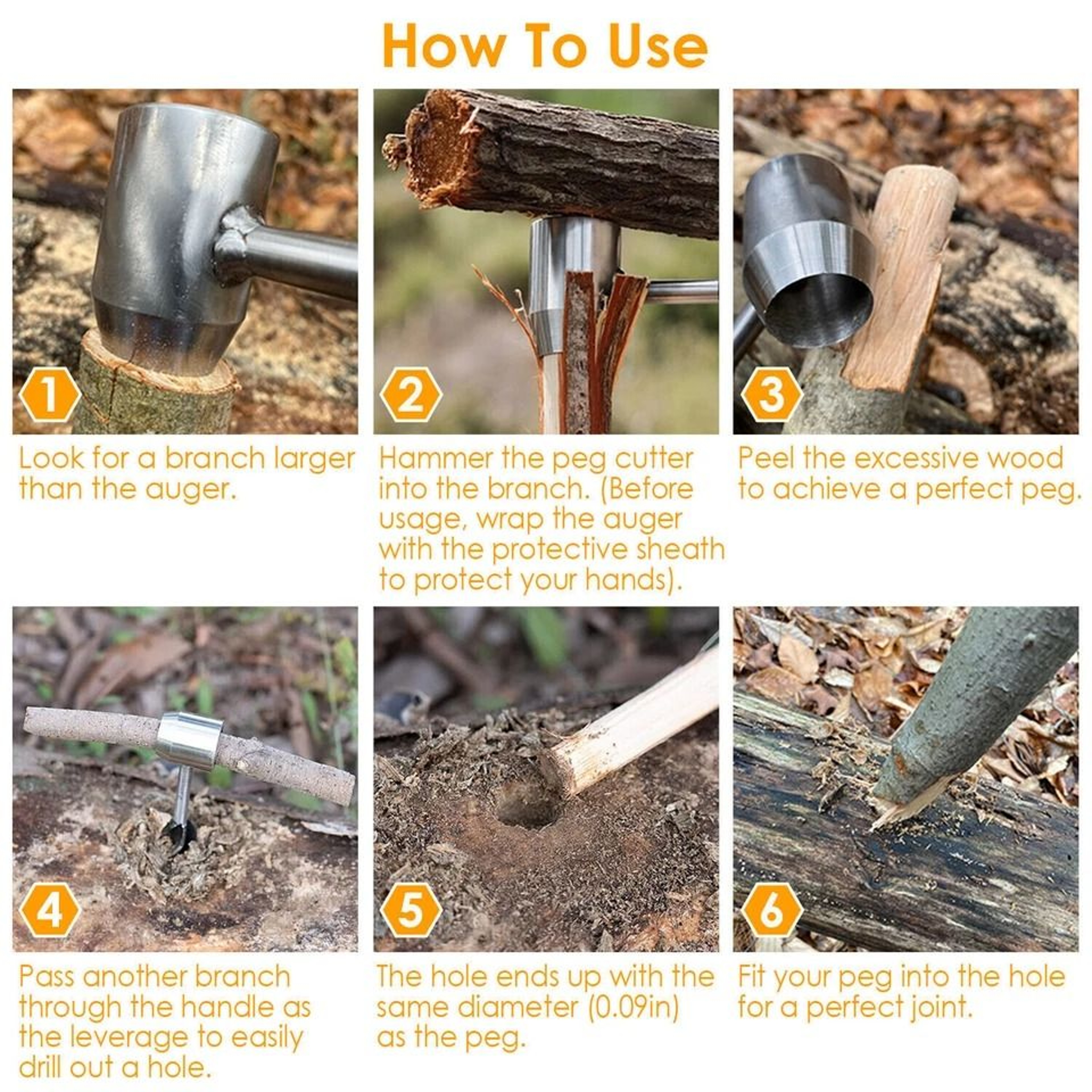 Bushcraft Hand Auger Wood Drill For Camping Survival Kits 5
