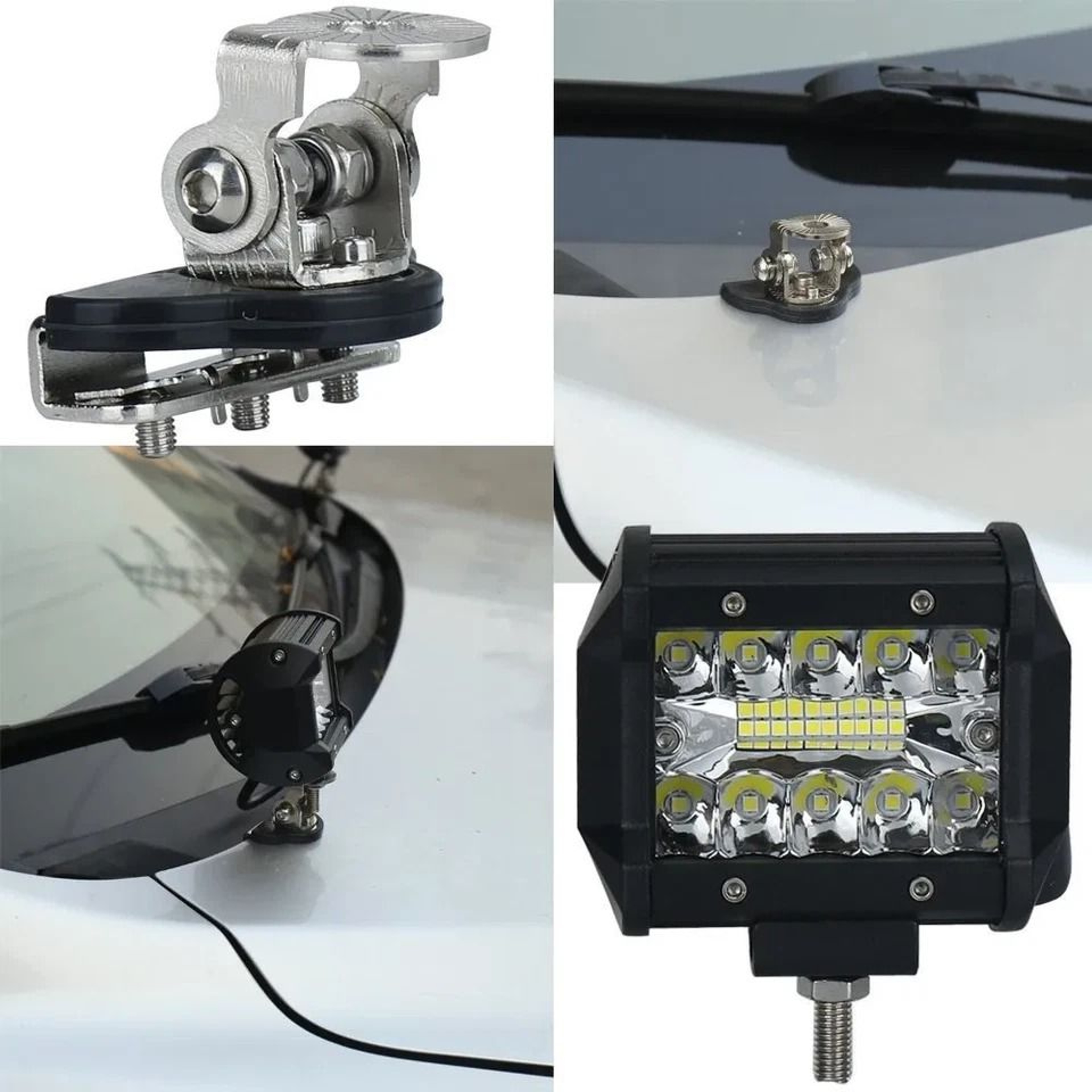 Universal Hood Mount Brackets For LED Light Bar And Off Road Work Lights 11