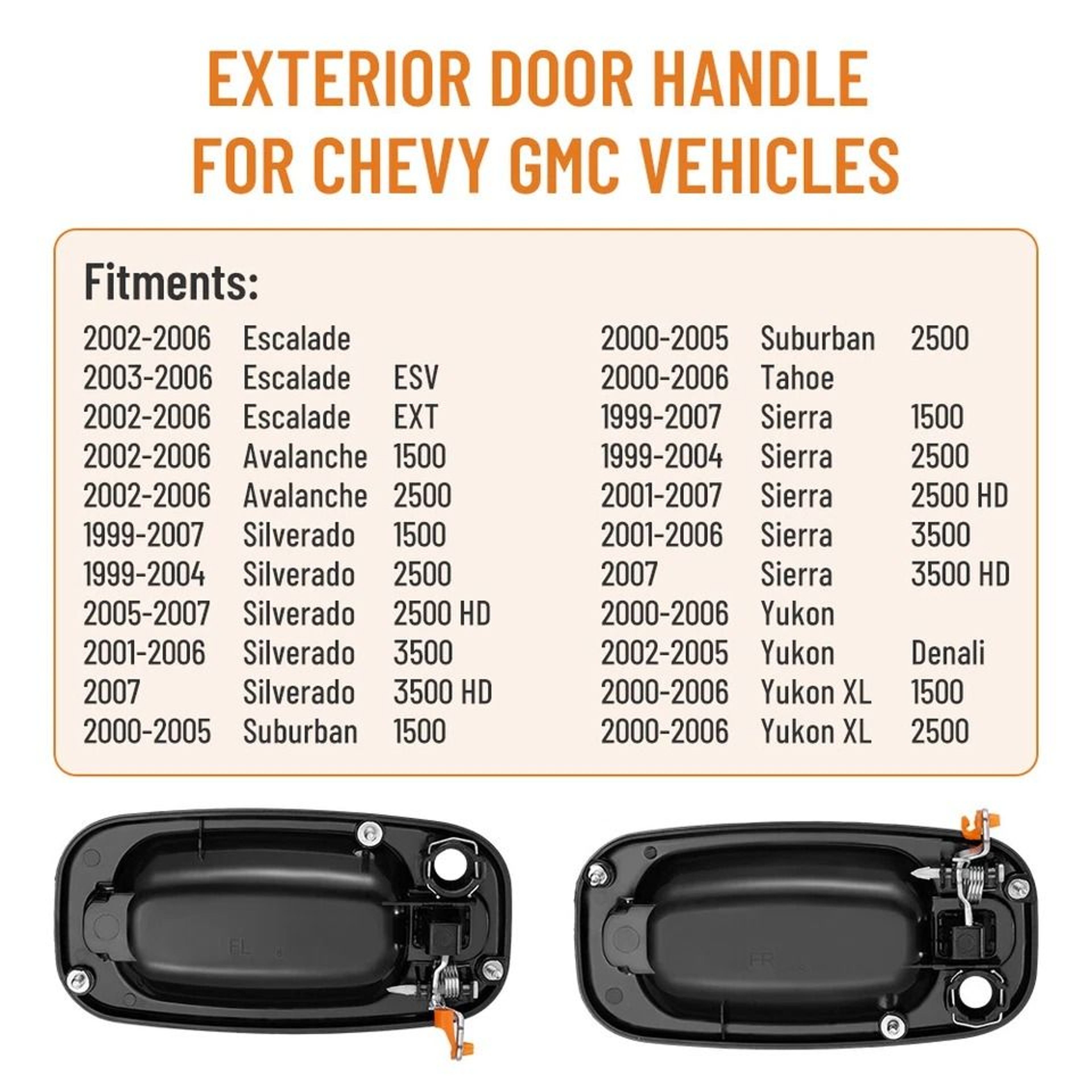 Chevy Silverado GMC Sierra Front Outside Door Handle Set 4