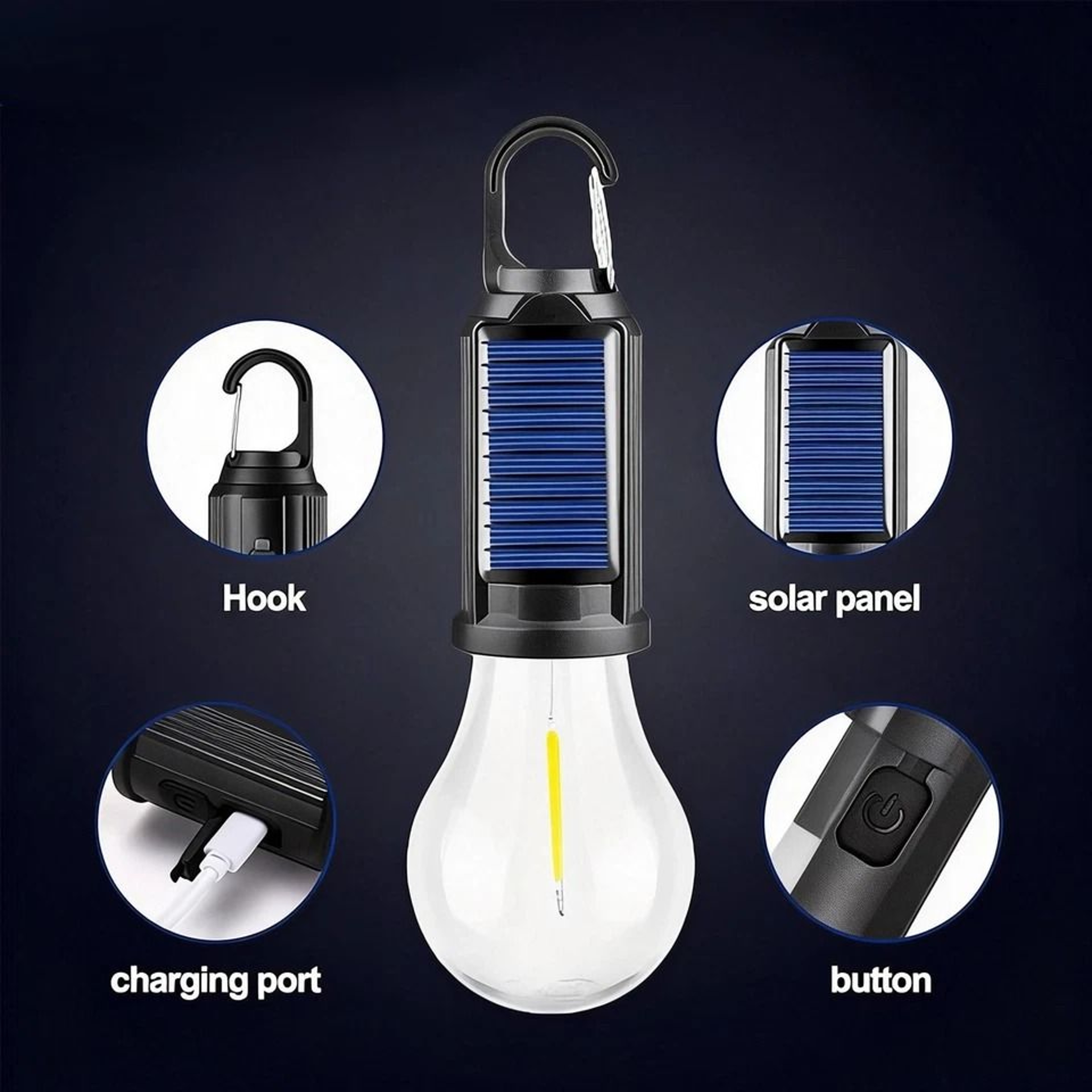 Solar Hanging Lights Waterproof LED Tent Lights For Camping Patio And Emergency Use 9