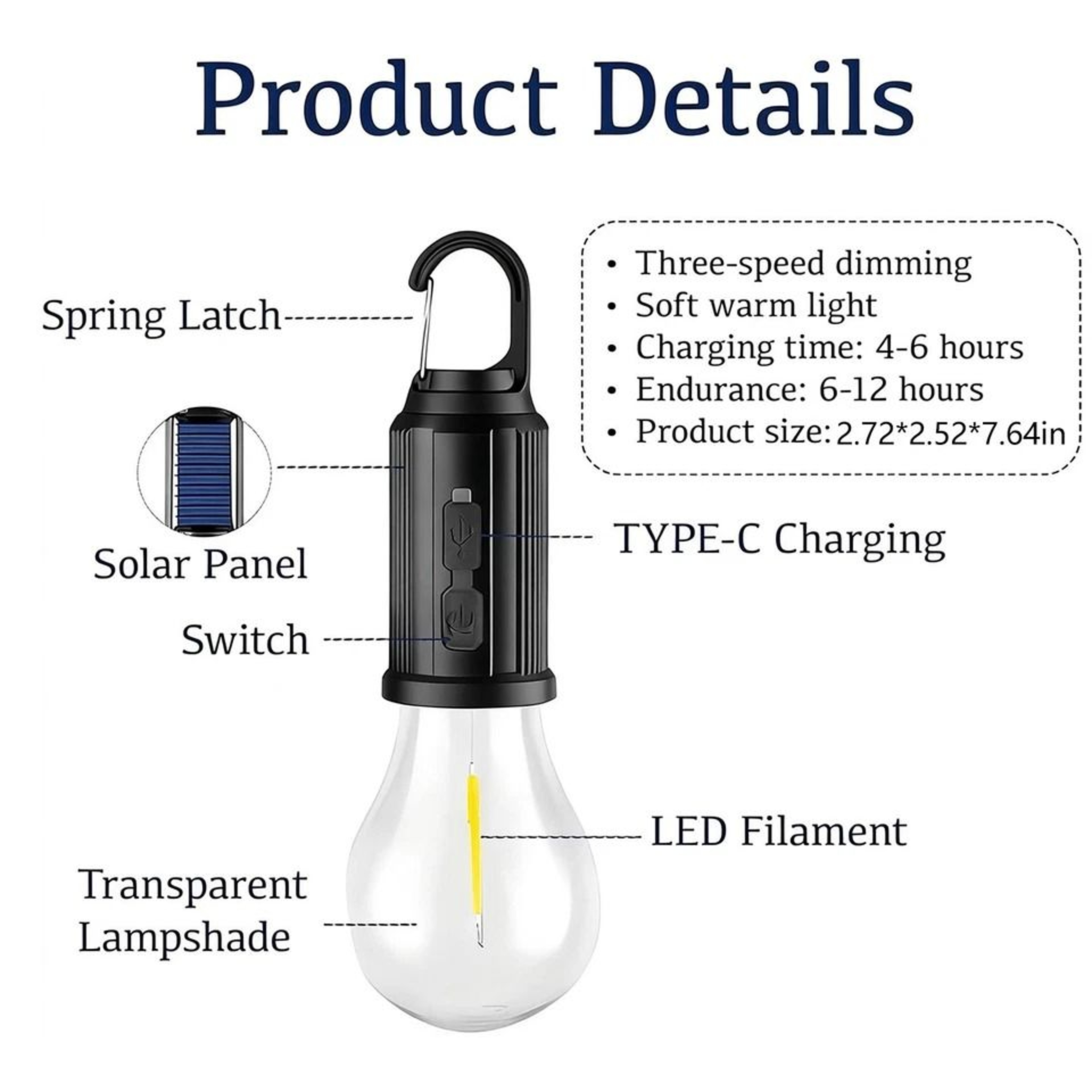 Solar Hanging Lights Waterproof LED Tent Lights For Camping Patio And Emergency Use 3