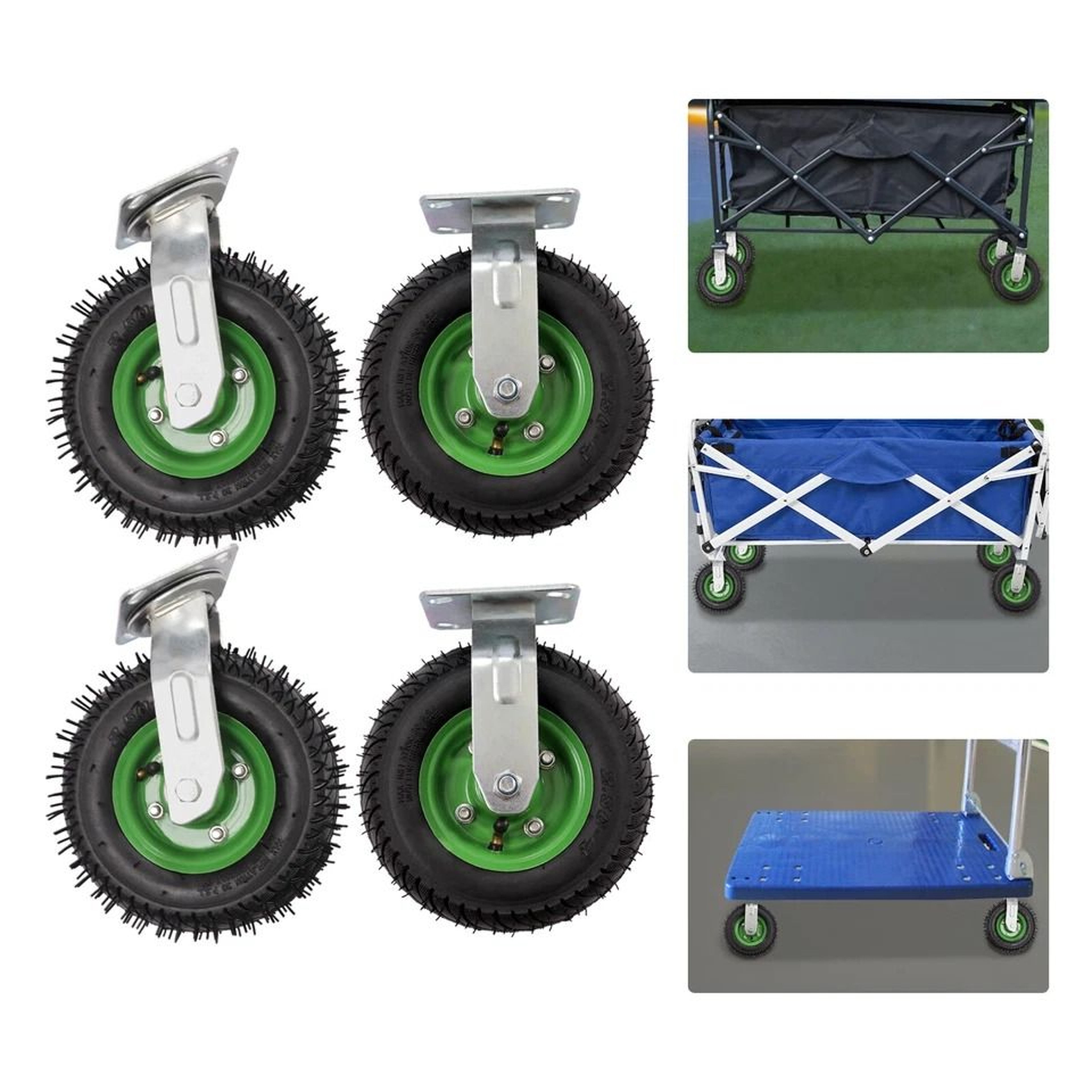 Heavy Duty Pneumatic Air Tire Wheels Farm Cart Caster Set 8