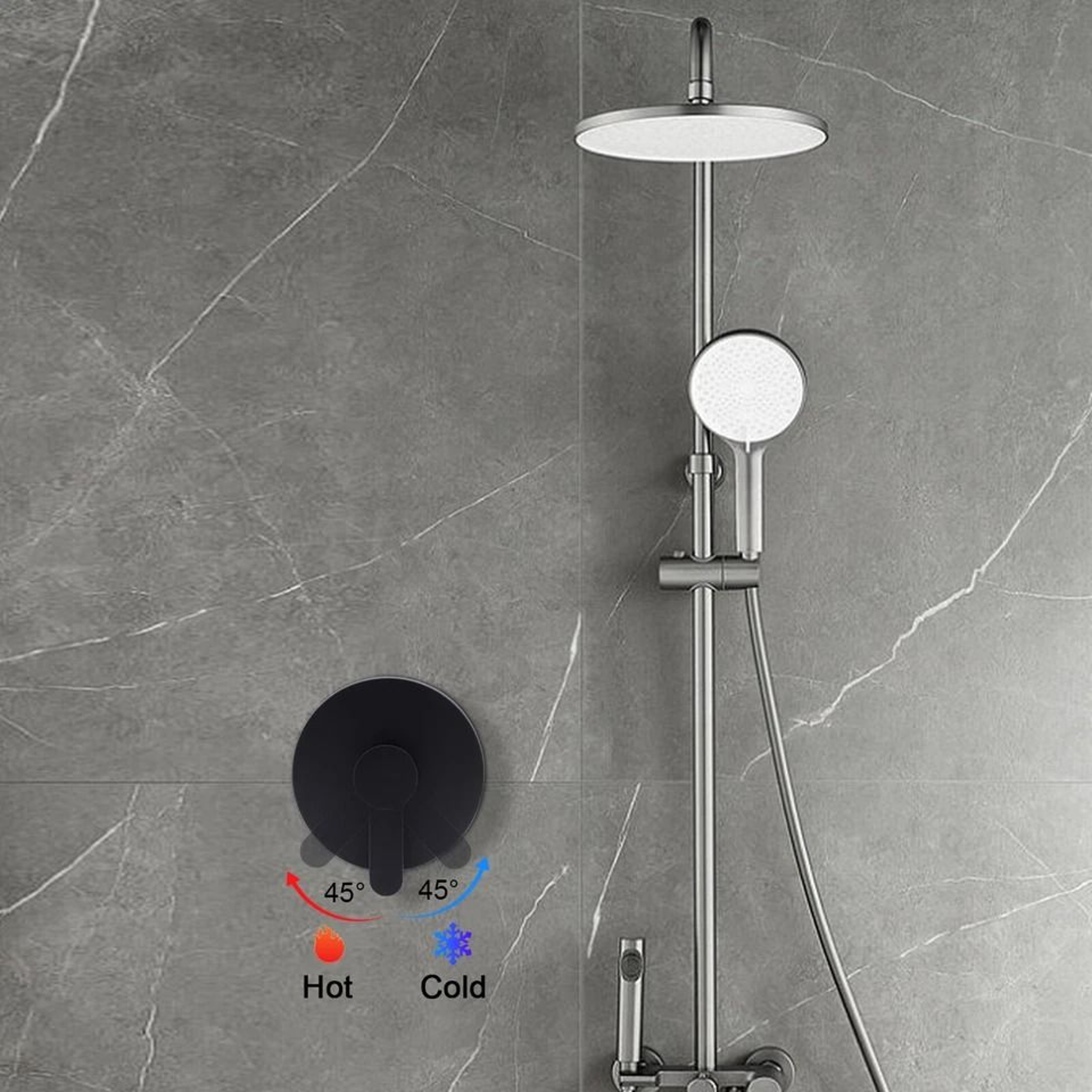 Premium Wall Mount Shower Faucet Control Valve Durable Hot Cold Water Mixer 3