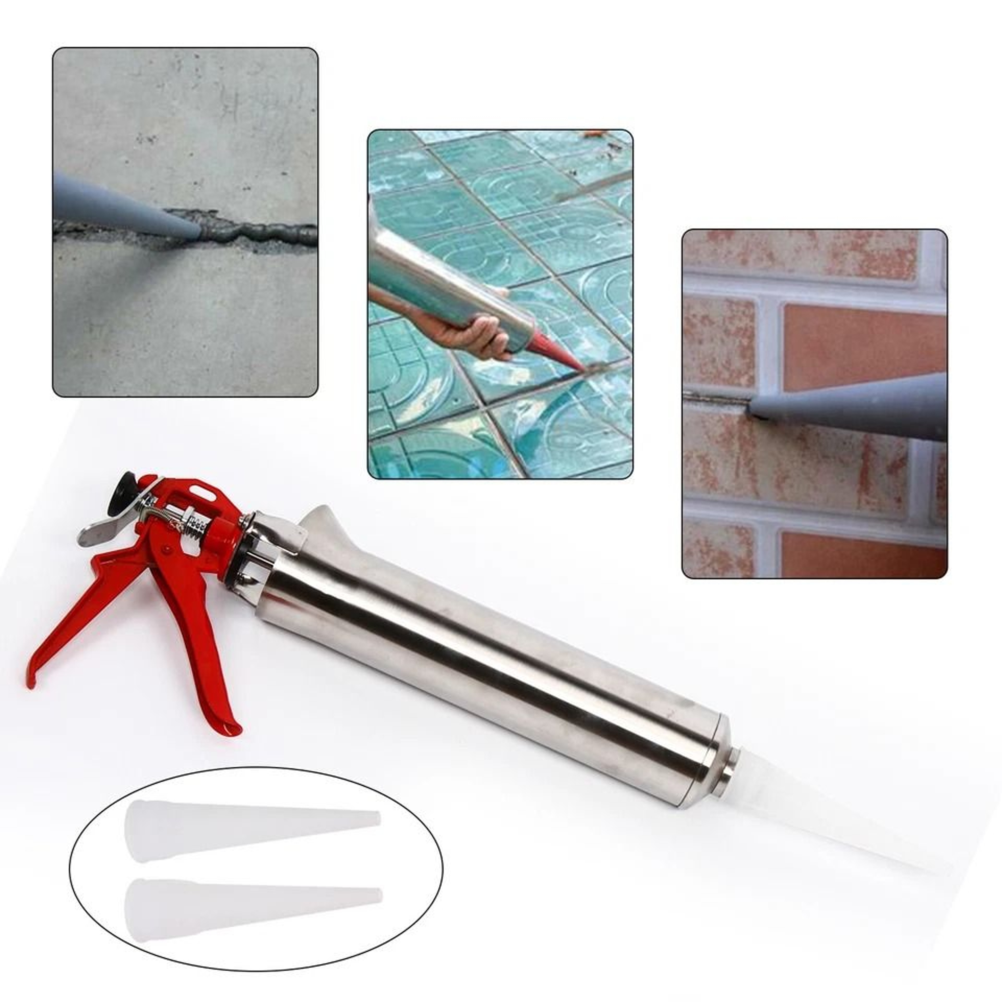 Professional Stainless Steel Mortar Pointing Tool Grouting Gun Cement Caulking Applicator 5