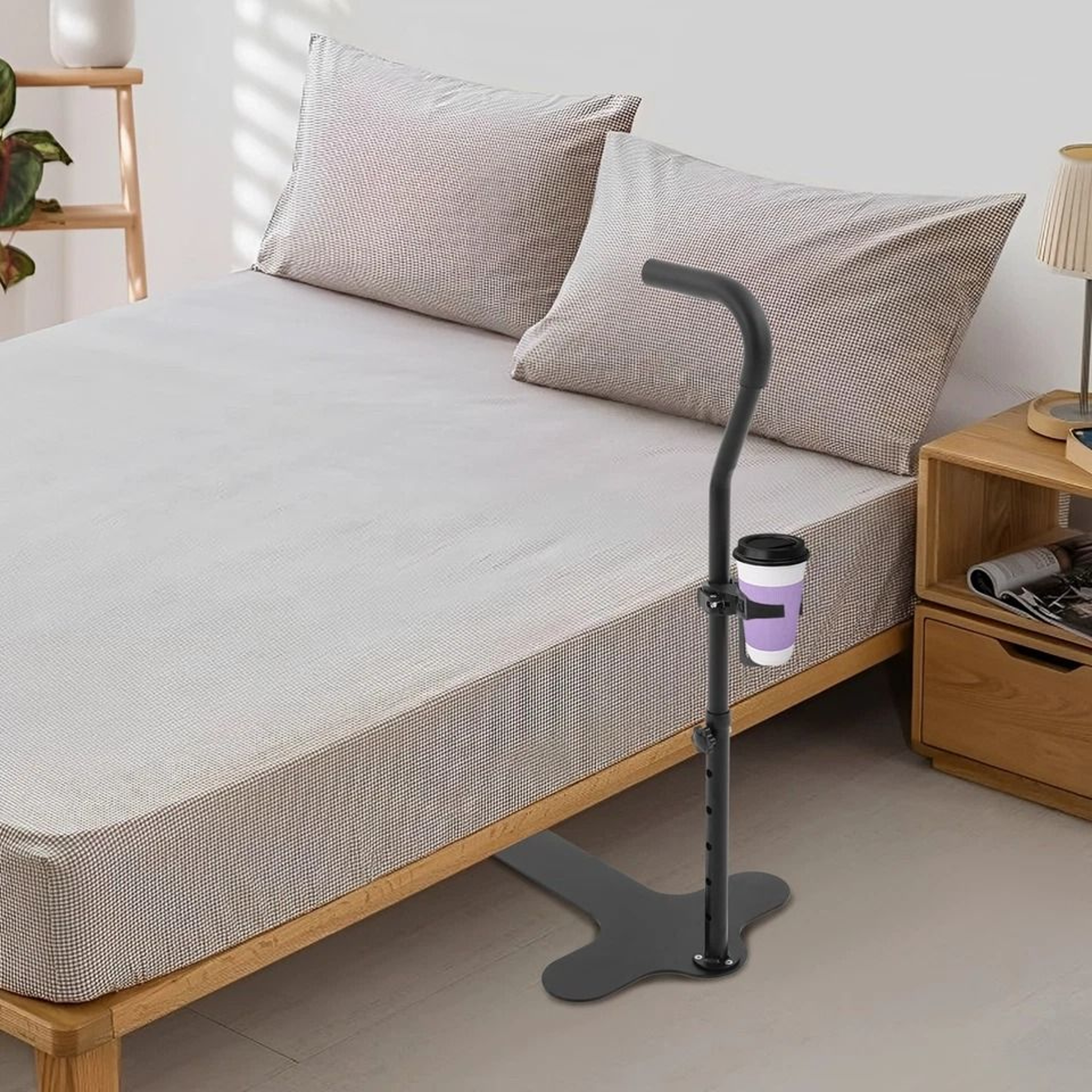 Adjustable Couch Stand Assist Rail For Elderly With Cup Holder 5