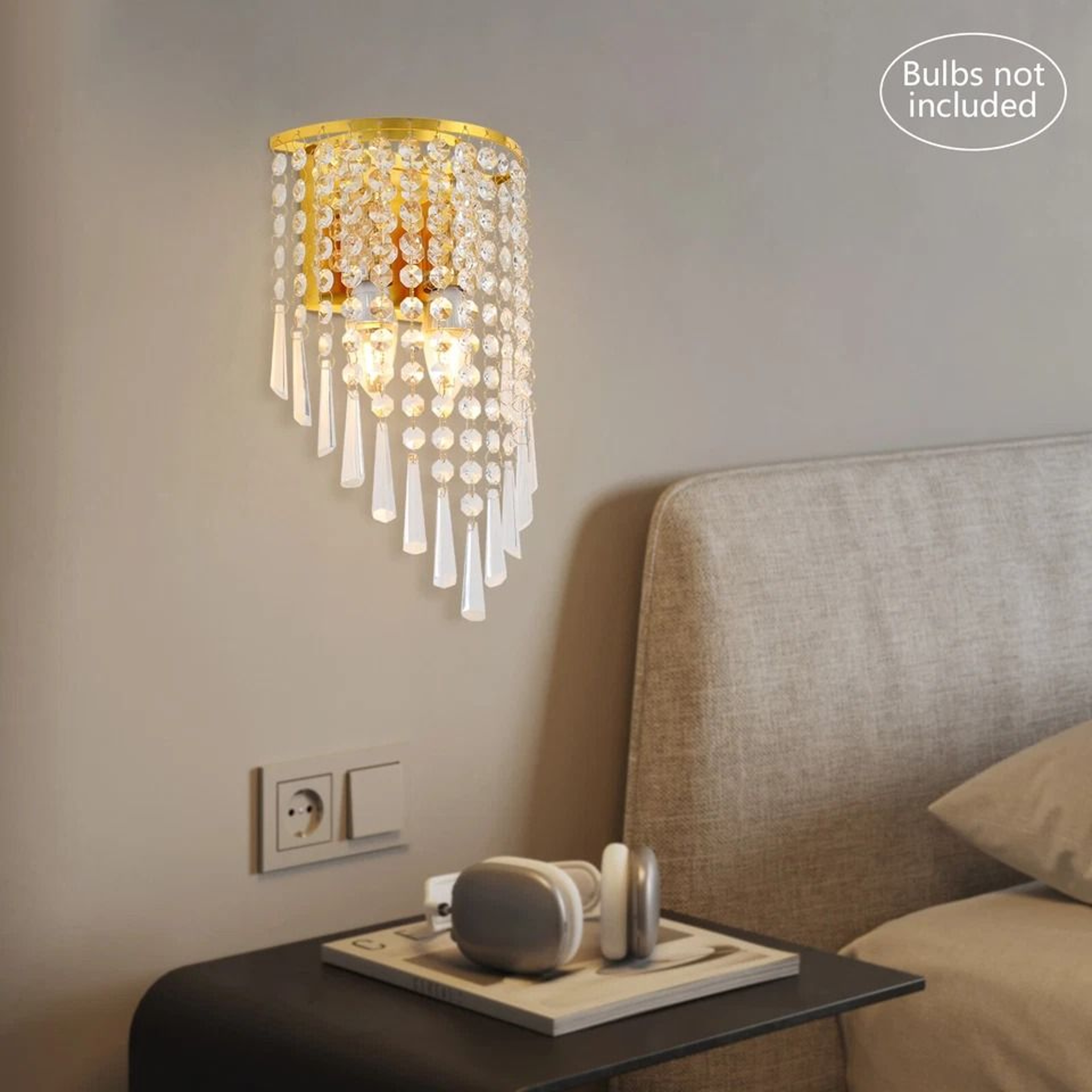 Modern Crystal Wall Sconces Decorative Semicircle Wall Lamp Indoor Lighting Fixture 5