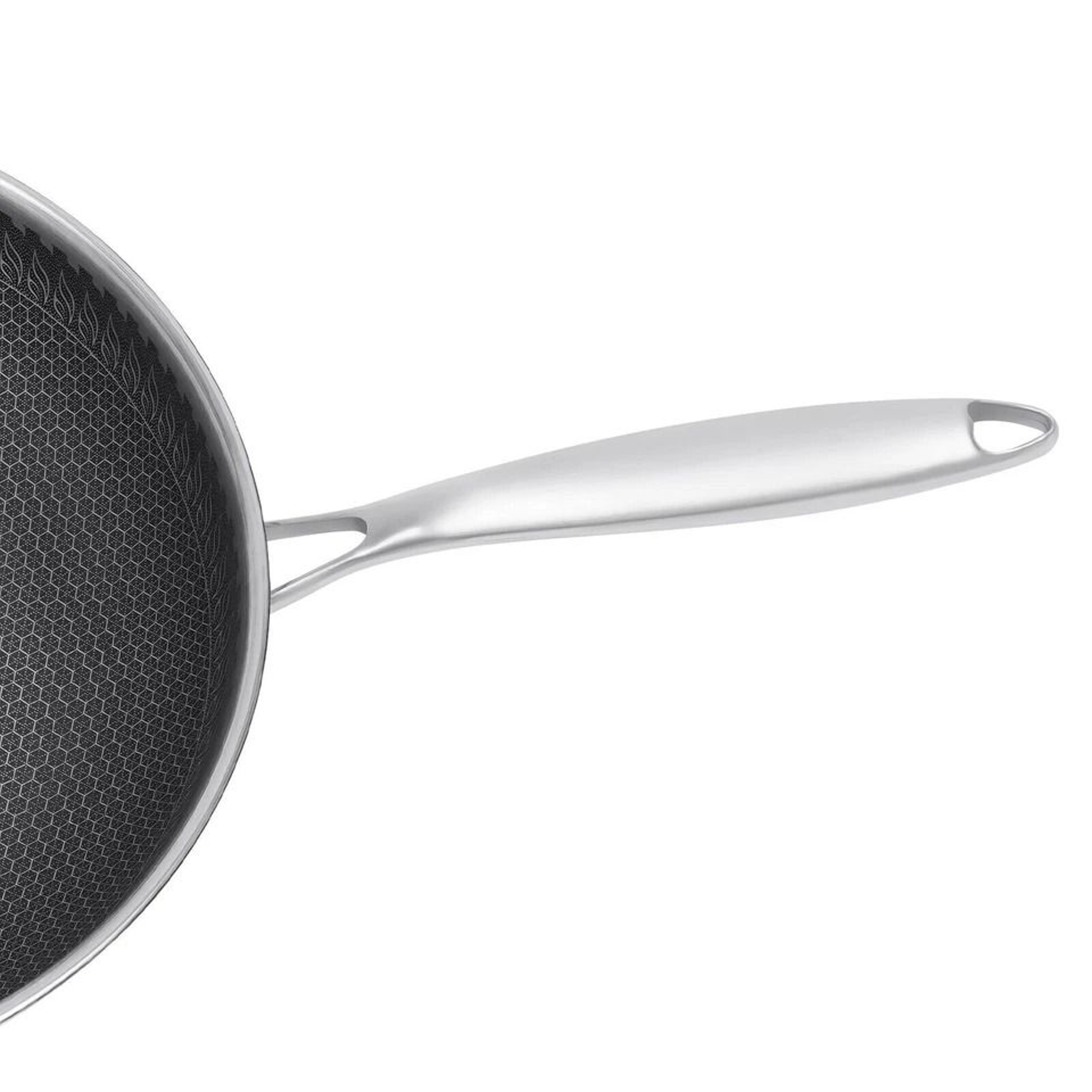 Premium Double Sided Honeycomb Non Stick Stainless Steel Wok Pan With Lid Induction  Gas Compatible 5