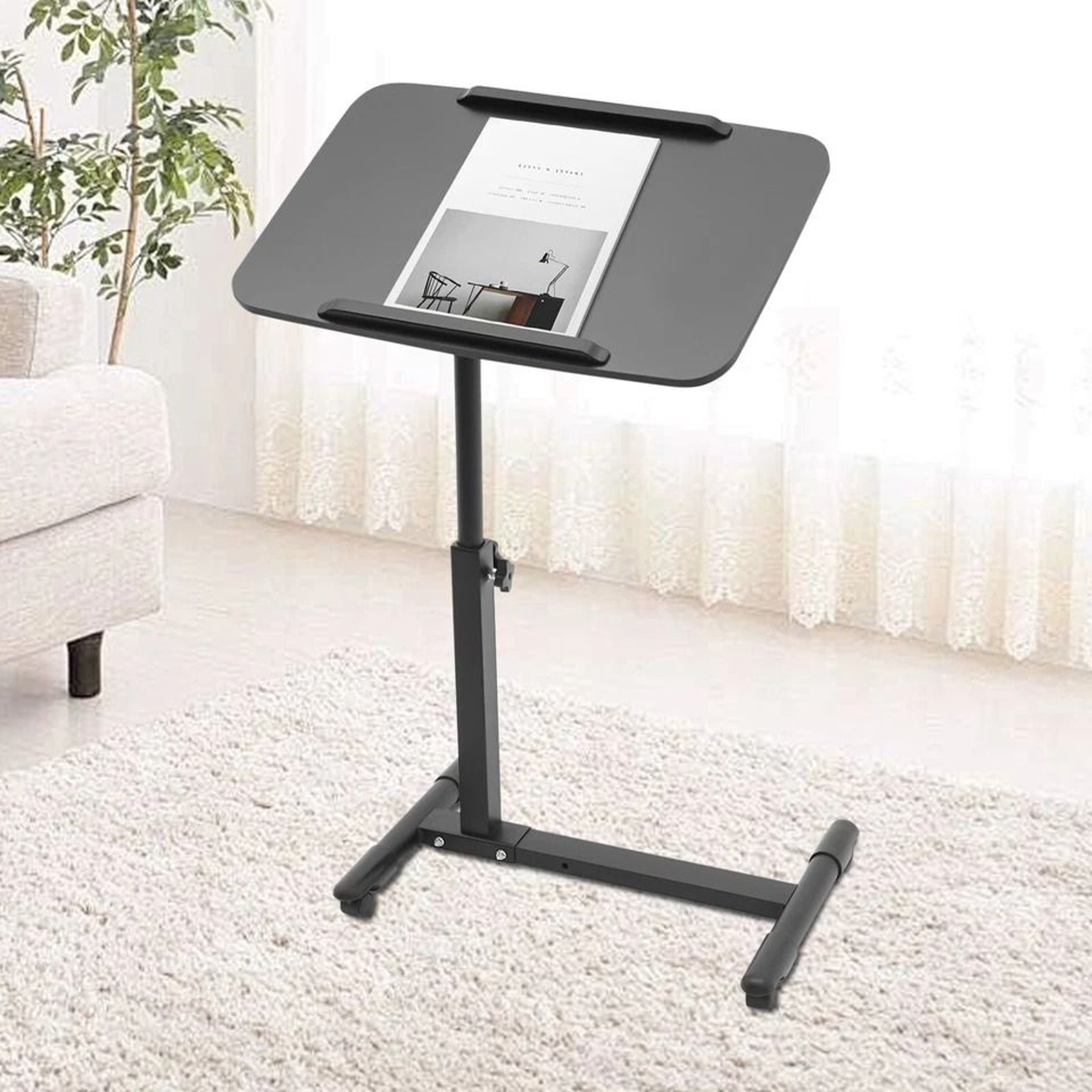 Adjustable Mobile Standing Desk Rolling Laptop Table For Bedside Work 0