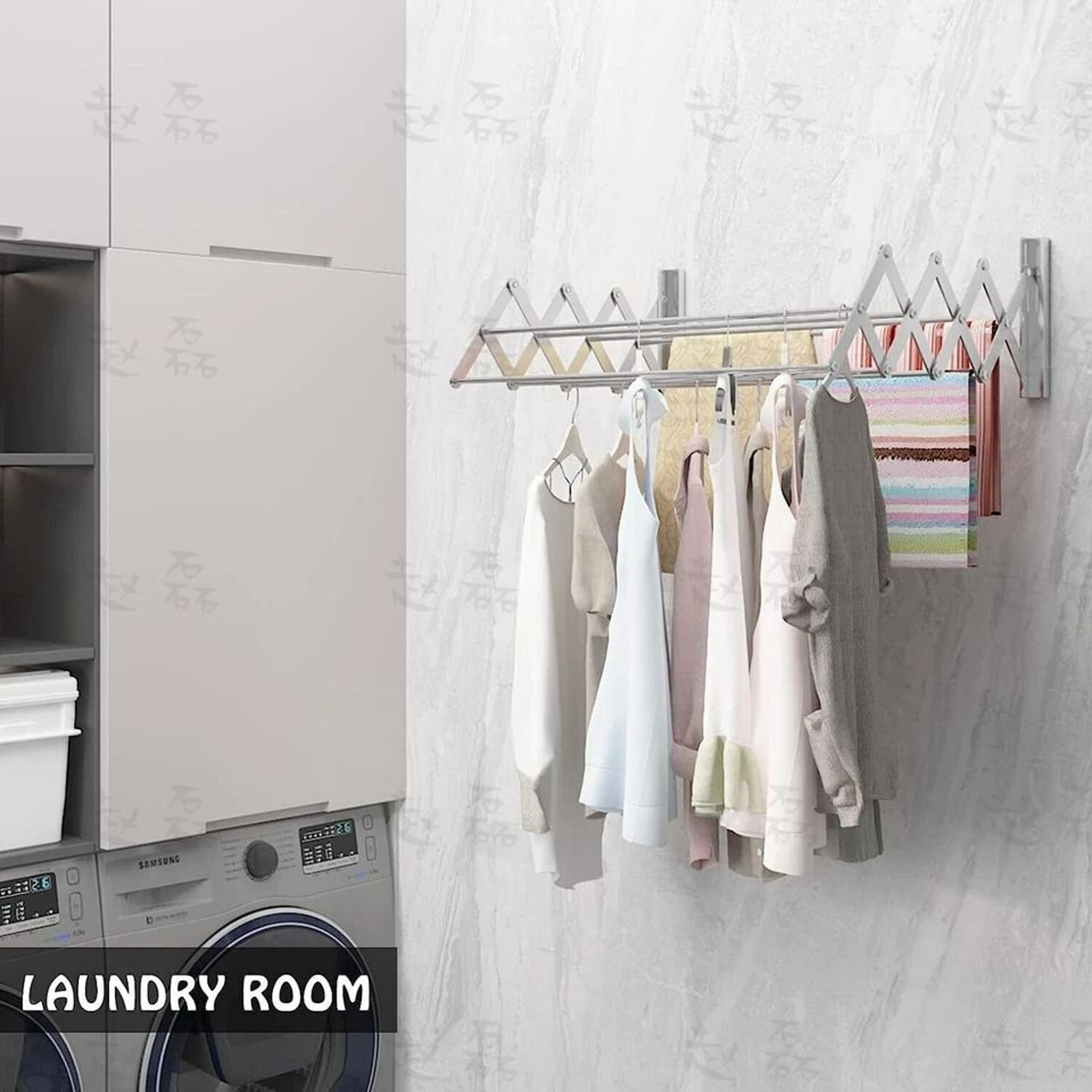 Wall Mounted Clothes Drying Rack Stainless Steel Retractable Laundry Rack 8