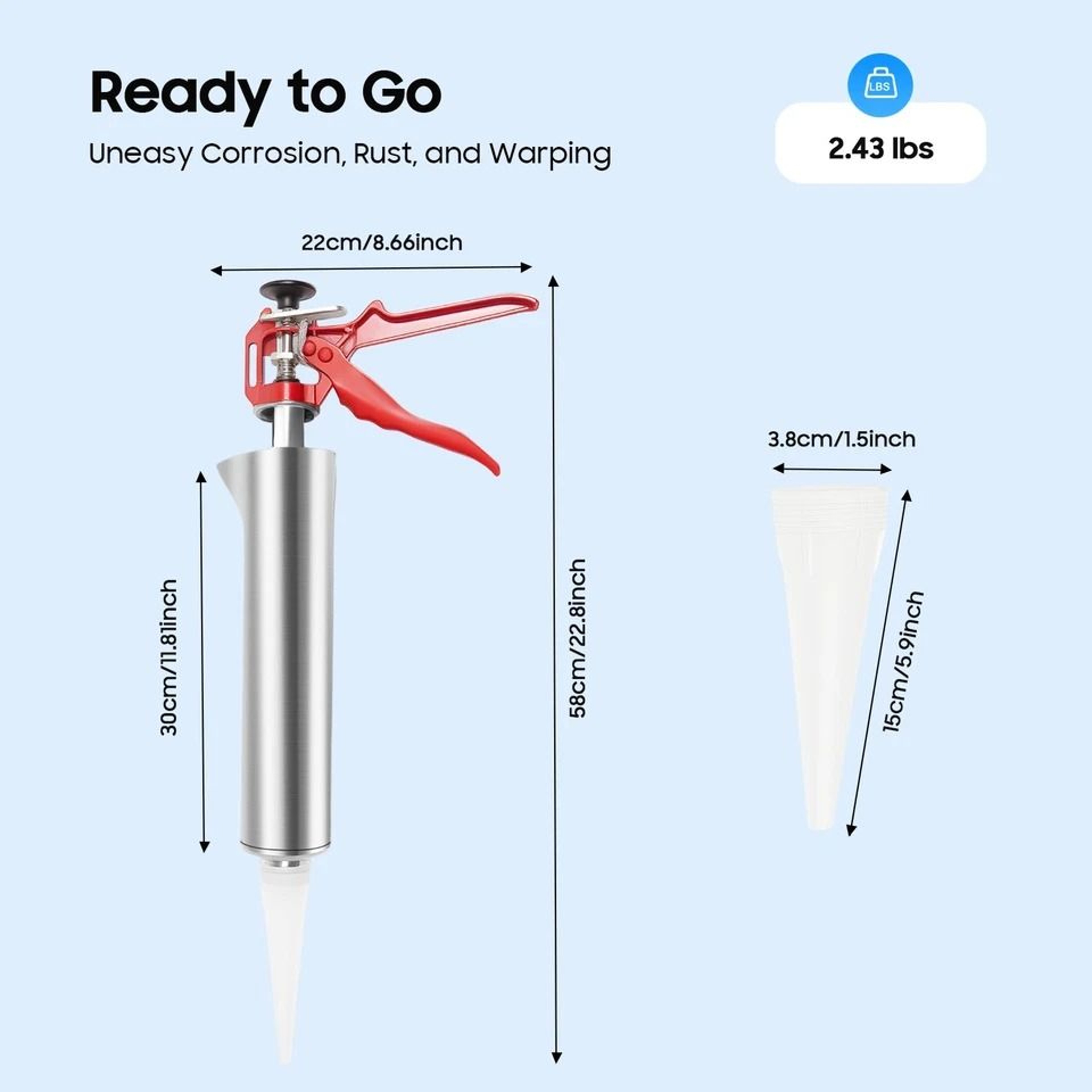 Mortar Pointing Gun Cement Grout Applicator Tool With Nozzles 3
