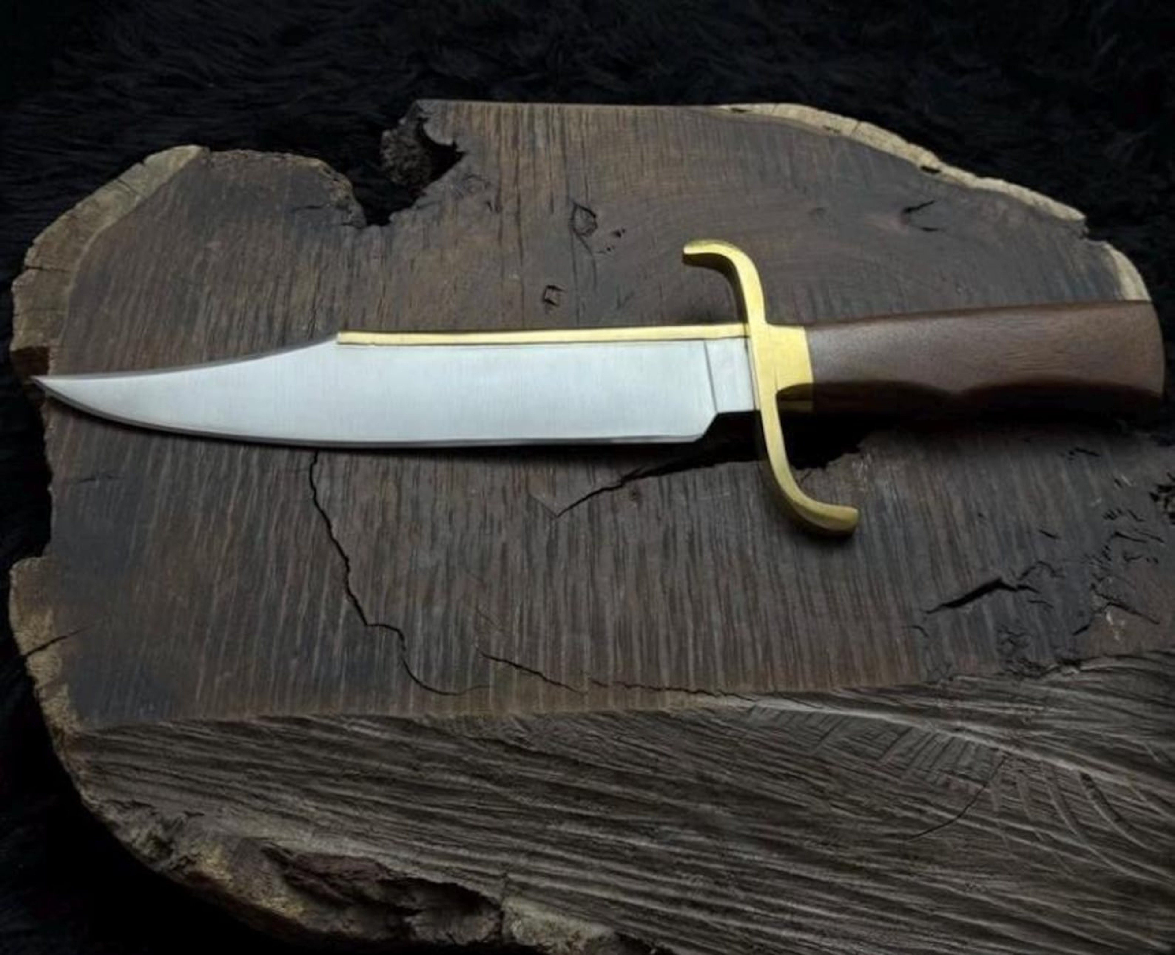 Premium Bushcraft Knife Wood Handle Fixed Blade With Leather Sheath 3