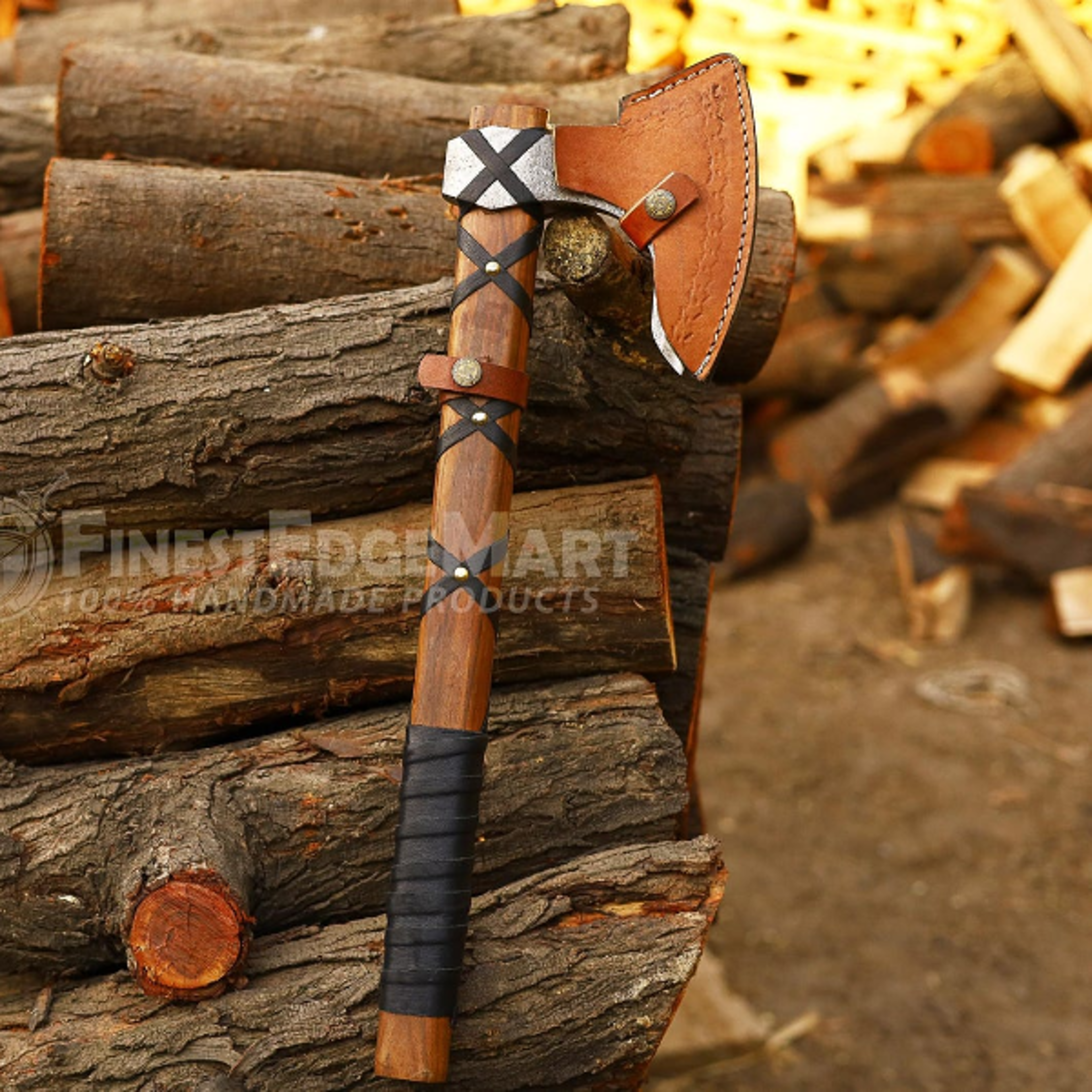 HighQuality Custom Carbon Steel Bearded Axe With Ash Wood Handle For Camping And Outdoor Adventures