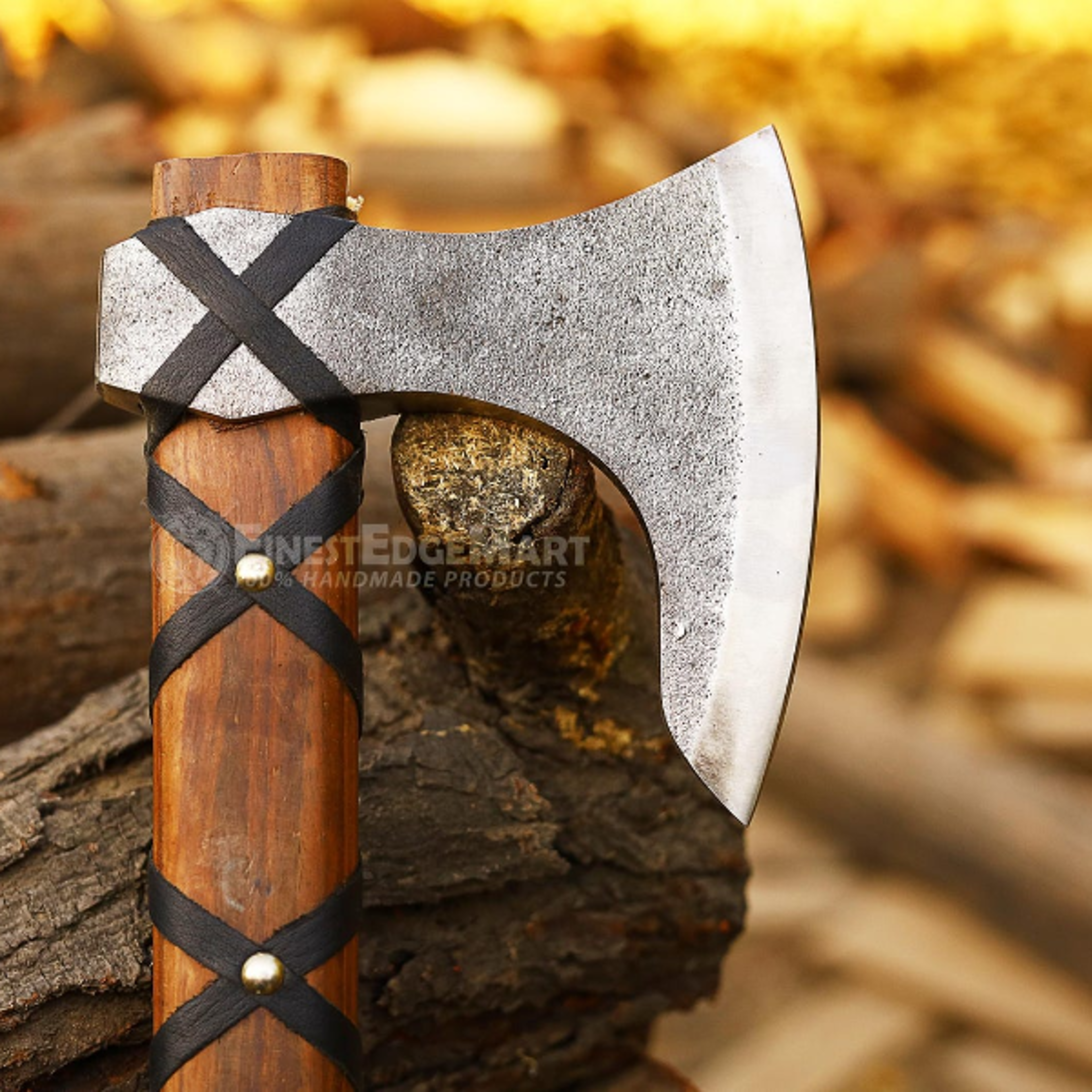 HighQuality Custom Carbon Steel Bearded Axe With Ash Wood Handle For Camping And Outdoor Adventures