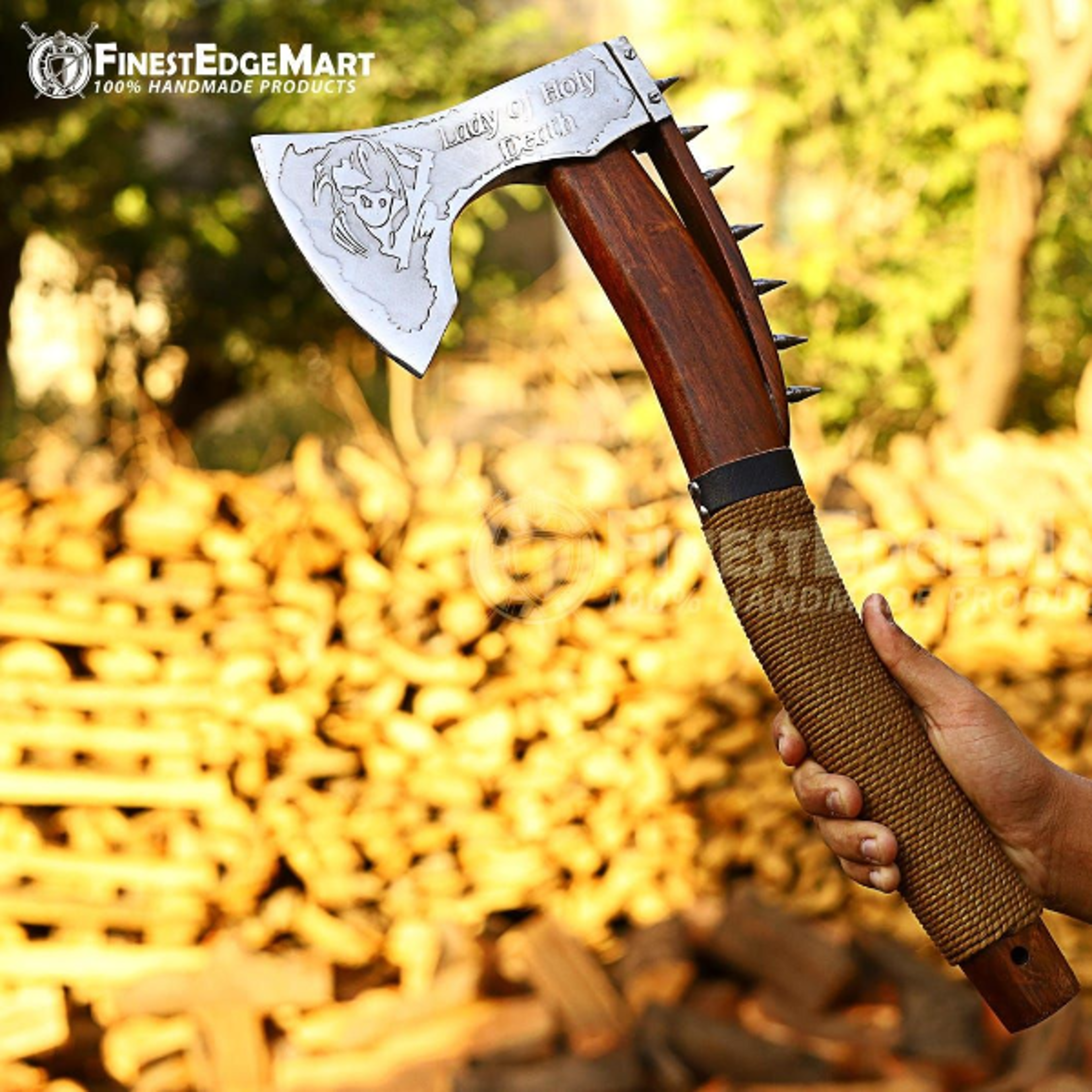 Custom Engraved Carbon Steel Bearded Axe With Ash Wood Handle  Unique Camping Gift For Outdoor Enth