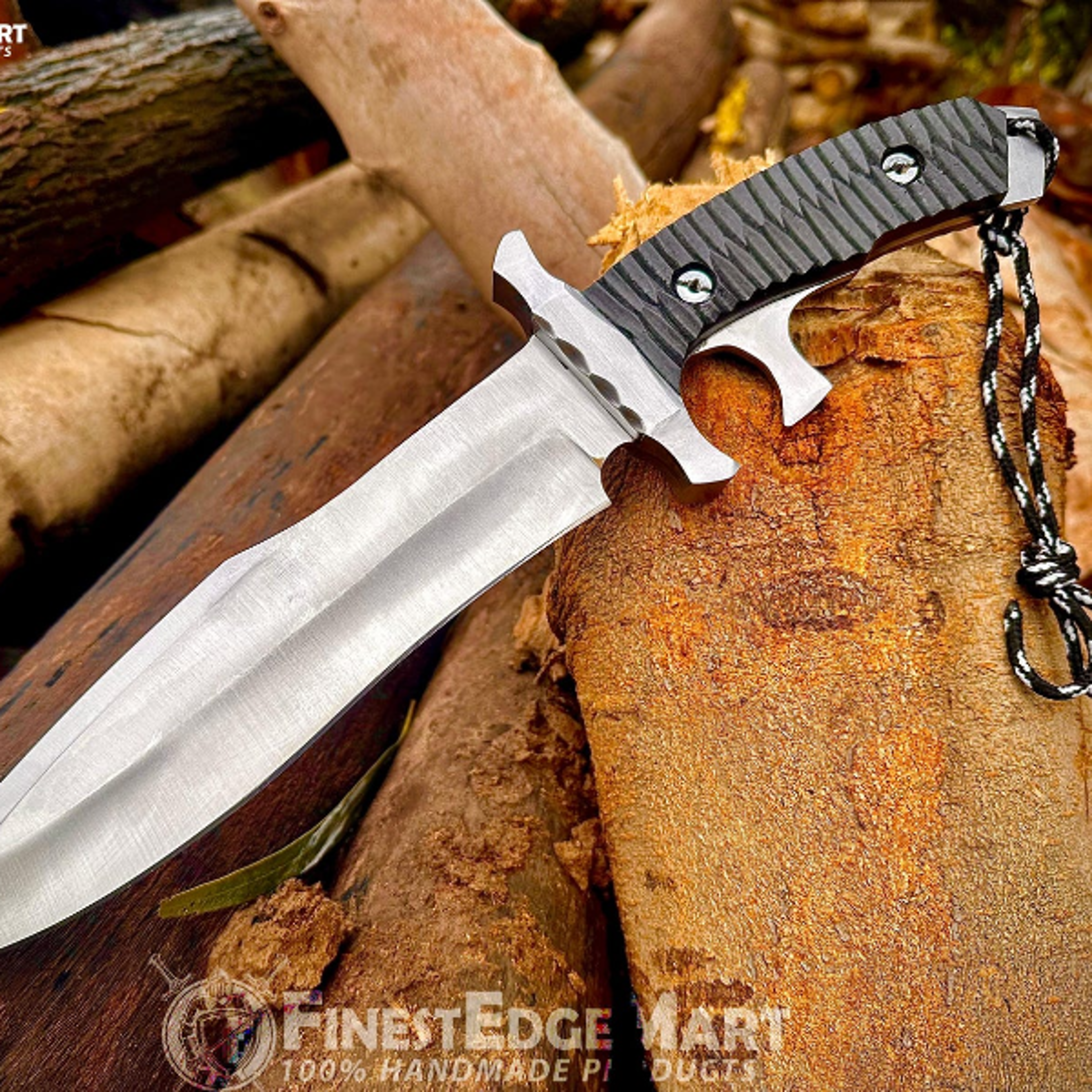 Premium Handmade Damascus Steel Bowie Knife With Leather Sheath  Perfect For Hunting Camping And Co