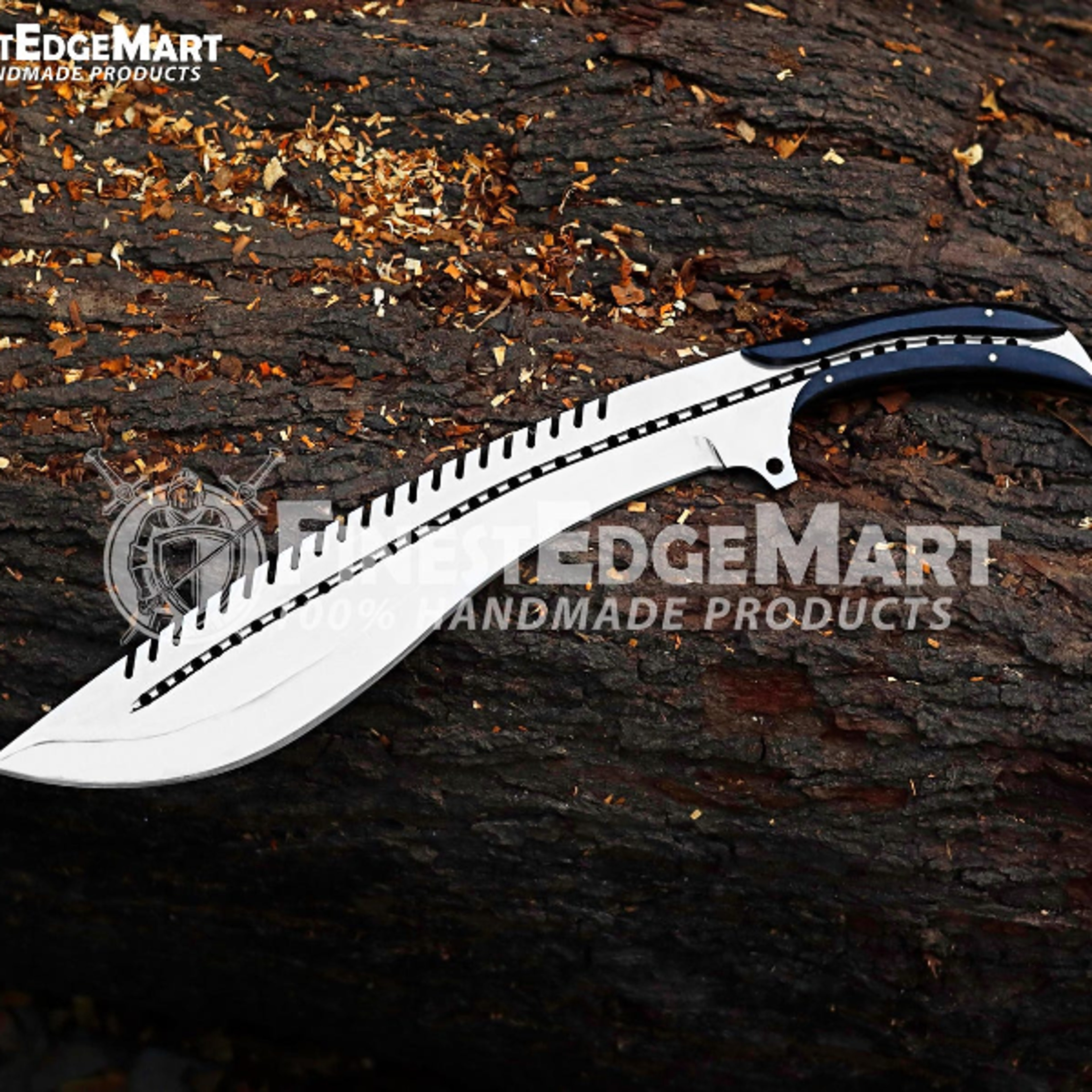FinestEdgeMart Handmade D2 Steel Kukri Knife With Micarta Handle And Premium Leather Sheath  Unique