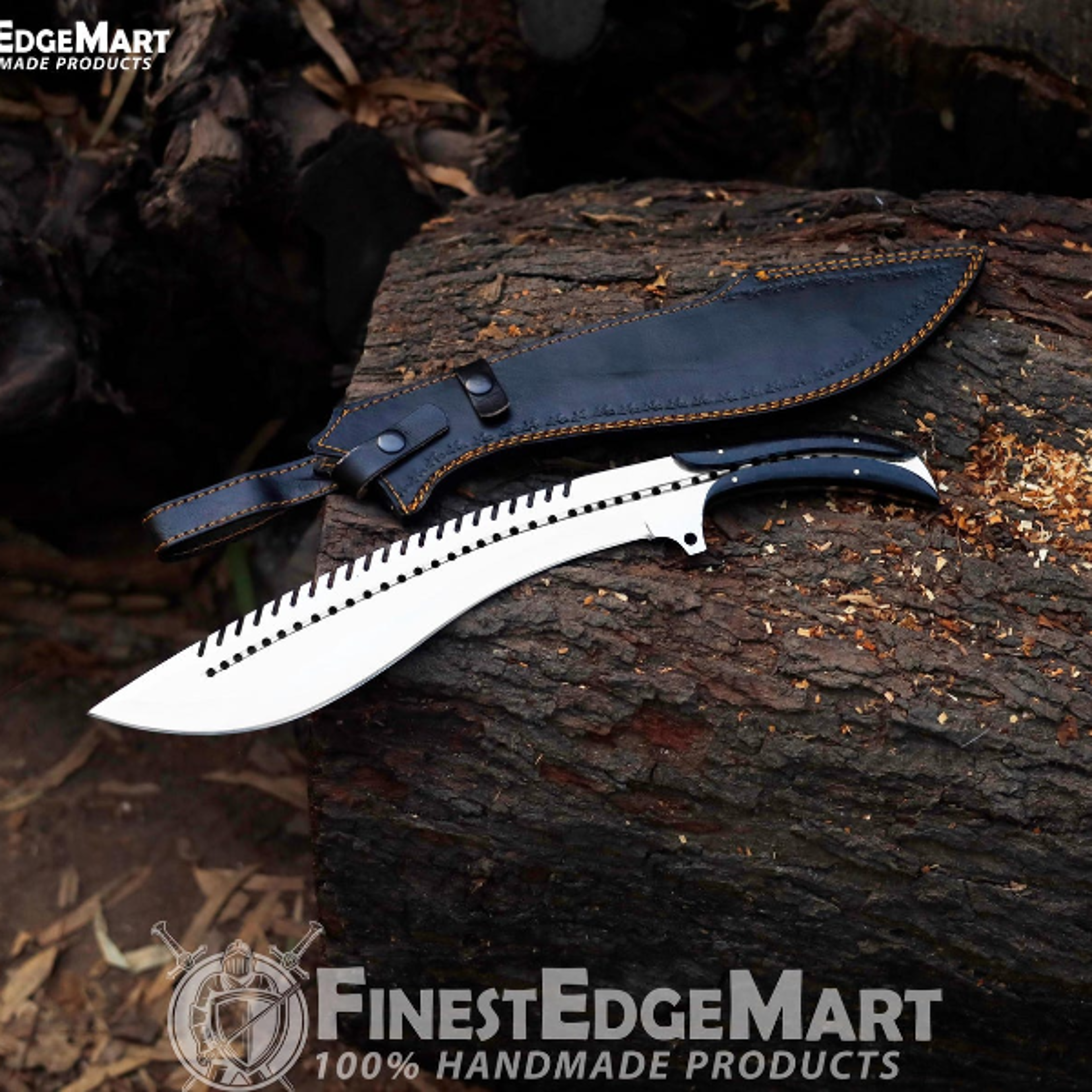 FinestEdgeMart Handmade D2 Steel Kukri Knife With Micarta Handle And Premium Leather Sheath  Unique