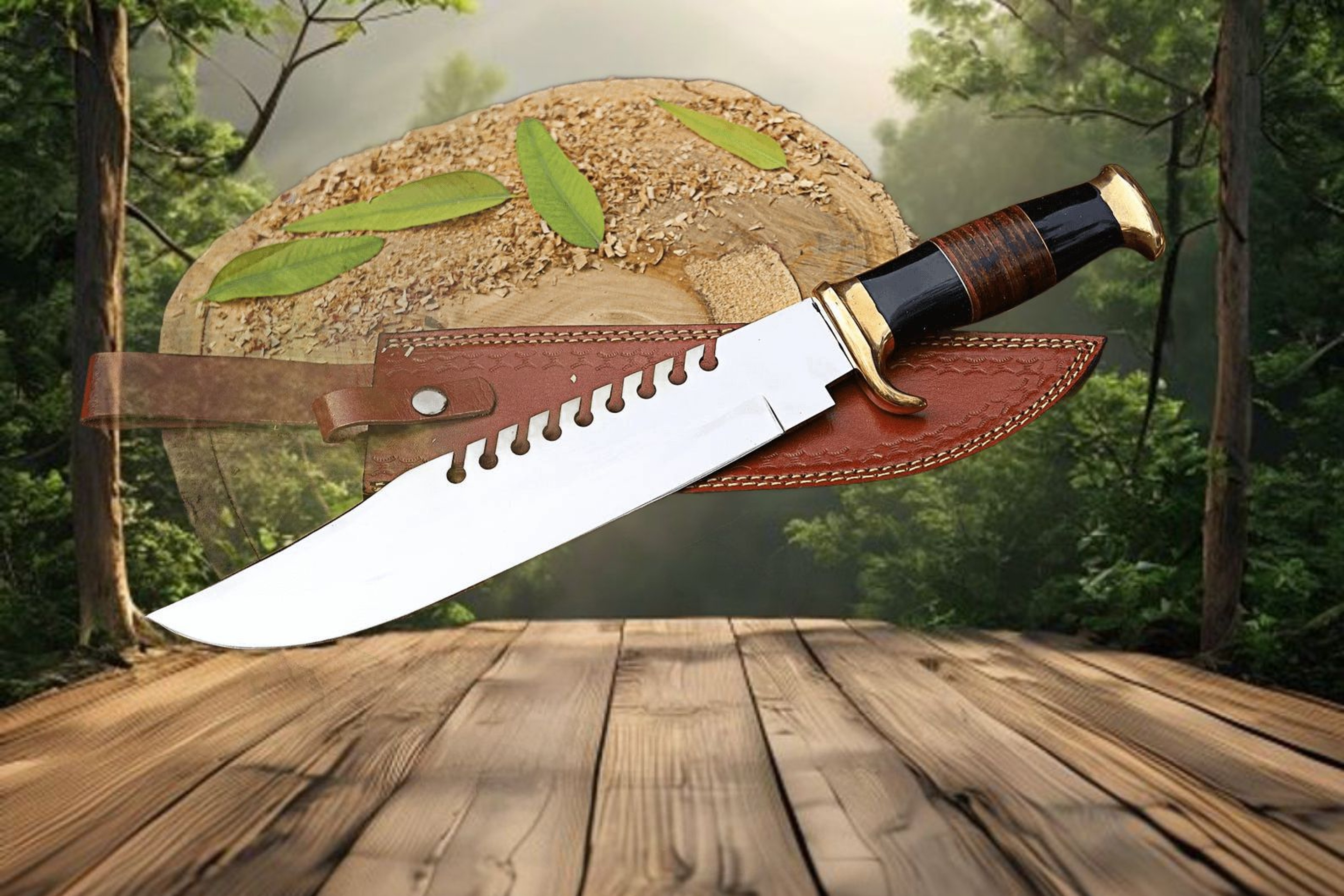 Handmade D2 Steel Bowie Knife  18 Leather Sheath  Collectible Gift For Outdoor Enthusiasts And Coll